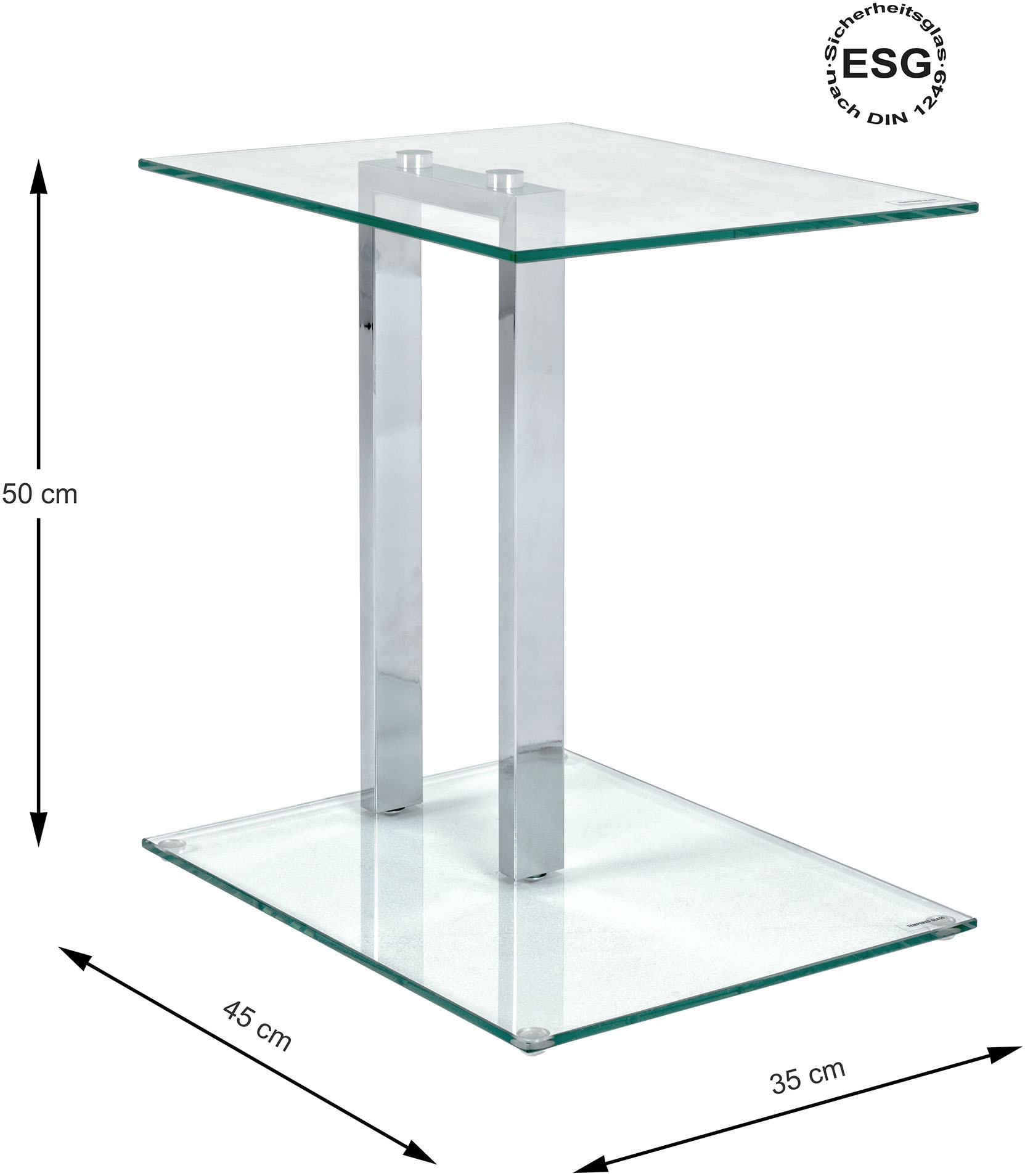 HAKU Beistelltisch in moderner Glasoptik