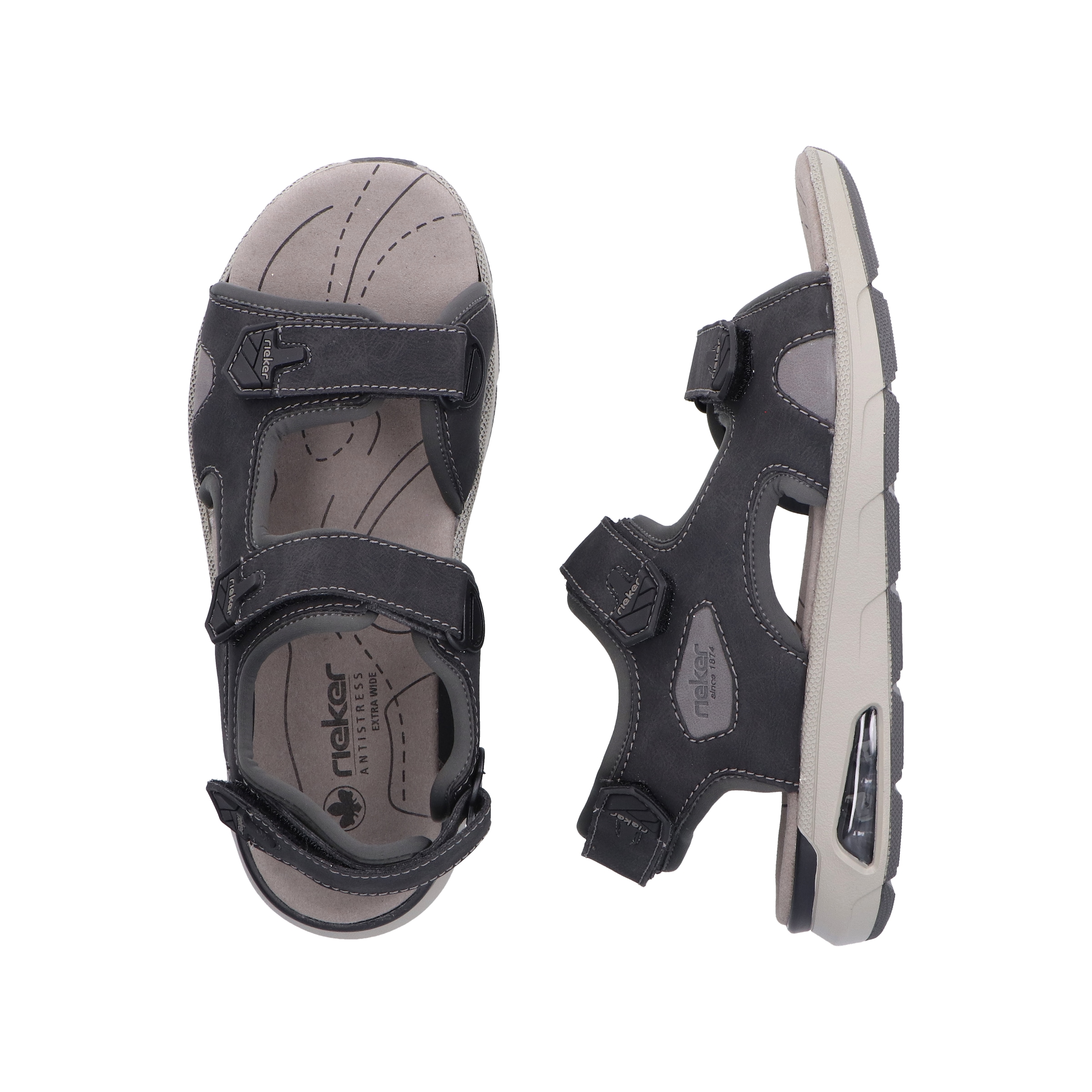 Rieker Sandale, Trekkingsandale, Outdoorsandale, Sommerschuh mit Klettverschlüssen