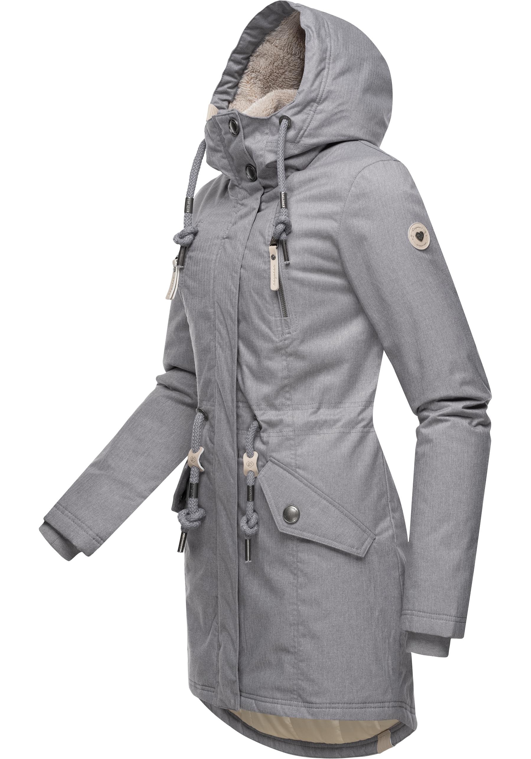 Ragwear Wintermantel »Elsie Melange«, wasserdichter Winterparka mit Kapuze  und Teddyfleece für kaufen | BAUR