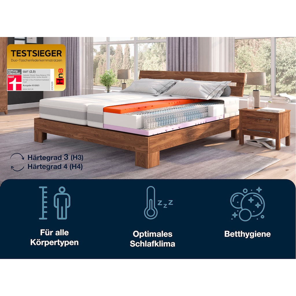 Hn8 Schlafsysteme Taschenfederkernmatratze »Sleep Balance TFK«, 24 cm hoch, Raumgewicht: 40 kg/m³, 500 Federn, (1 St., 1-tlg.)