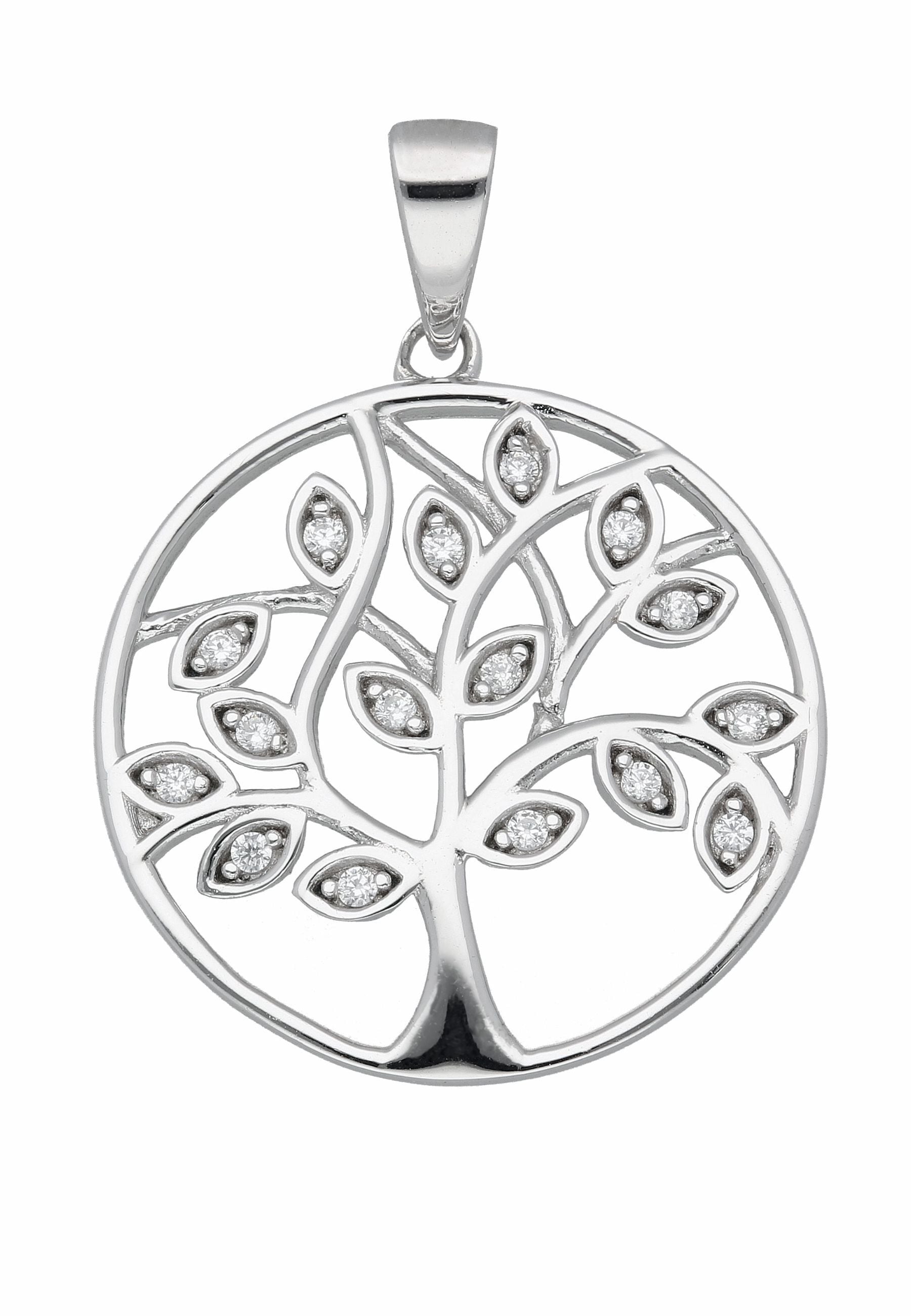 Adelia´s Kettenanhänger »Damen 925 Silber Anhänger Lebensbaum mit Zirkonia Ø 20 mm«, mit Zirkonia für Damen