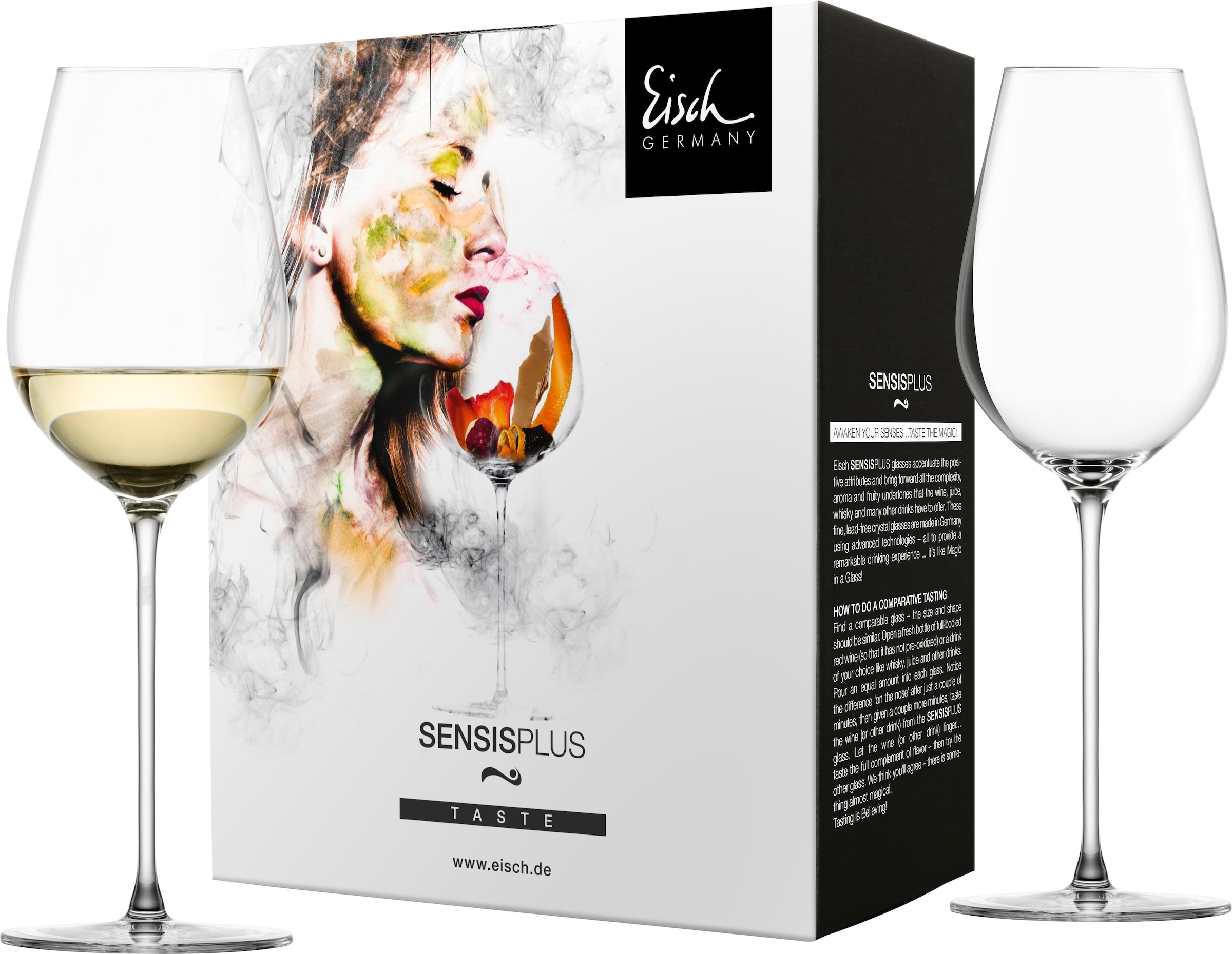 Eisch Champagnerglas "ESSENCA SENSISPLUS", (Set, 2 tlg., 2 Gläser im Geschenkkarton), Allroundglas, 2-teilig, 400 ml, Ma