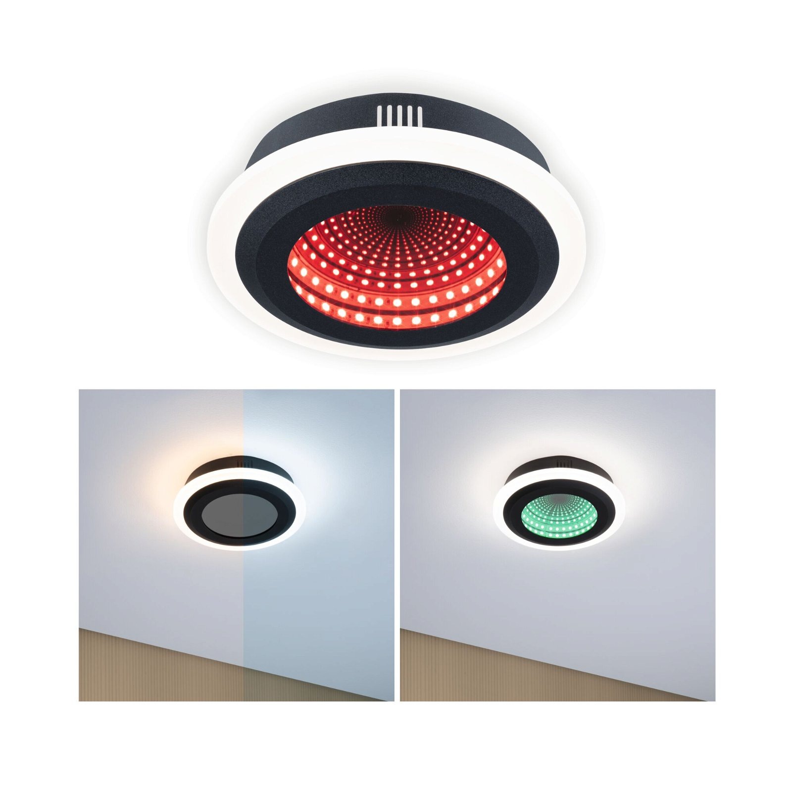 Paulmann LED Deckenleuchte »Spaceglow Two RGB+ 1200lm 230V 14W Schwarz matt«, 1 flammig, dimmbar