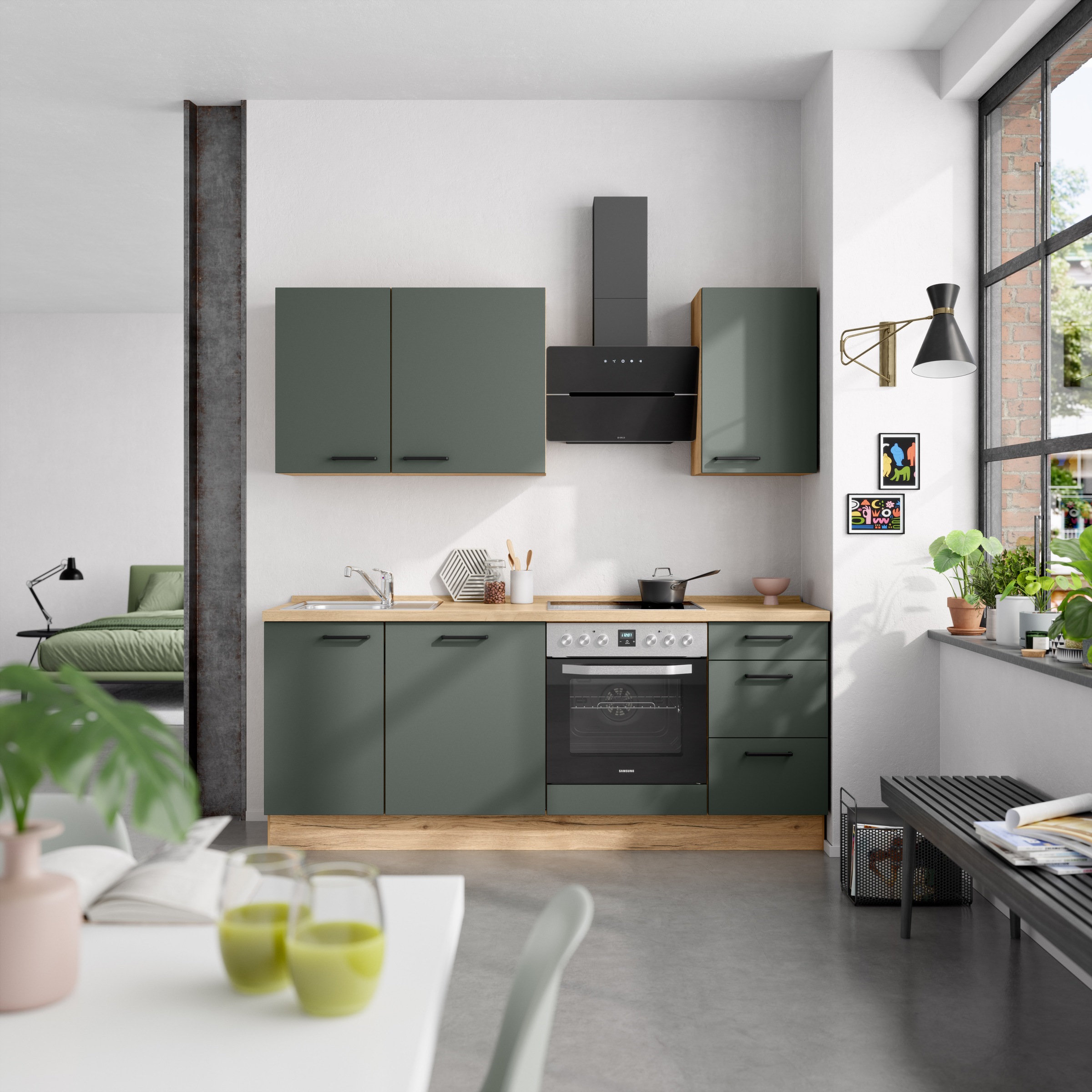 nobilia® Küchenzeile »"Easytouch II"«, vormontiert, Ausrichtung wählbar, Breite 210 cm, wahlw. mit E-Geräten