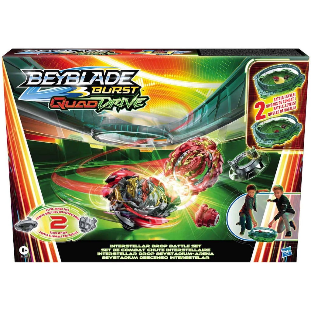 Hasbro Speed-Kreisel »Beyblade Burst QuadDrive Interstellar Drop Battle Set«, Arena mit 2 Kreiseln, 2 Startern & 2 Extraspitzen