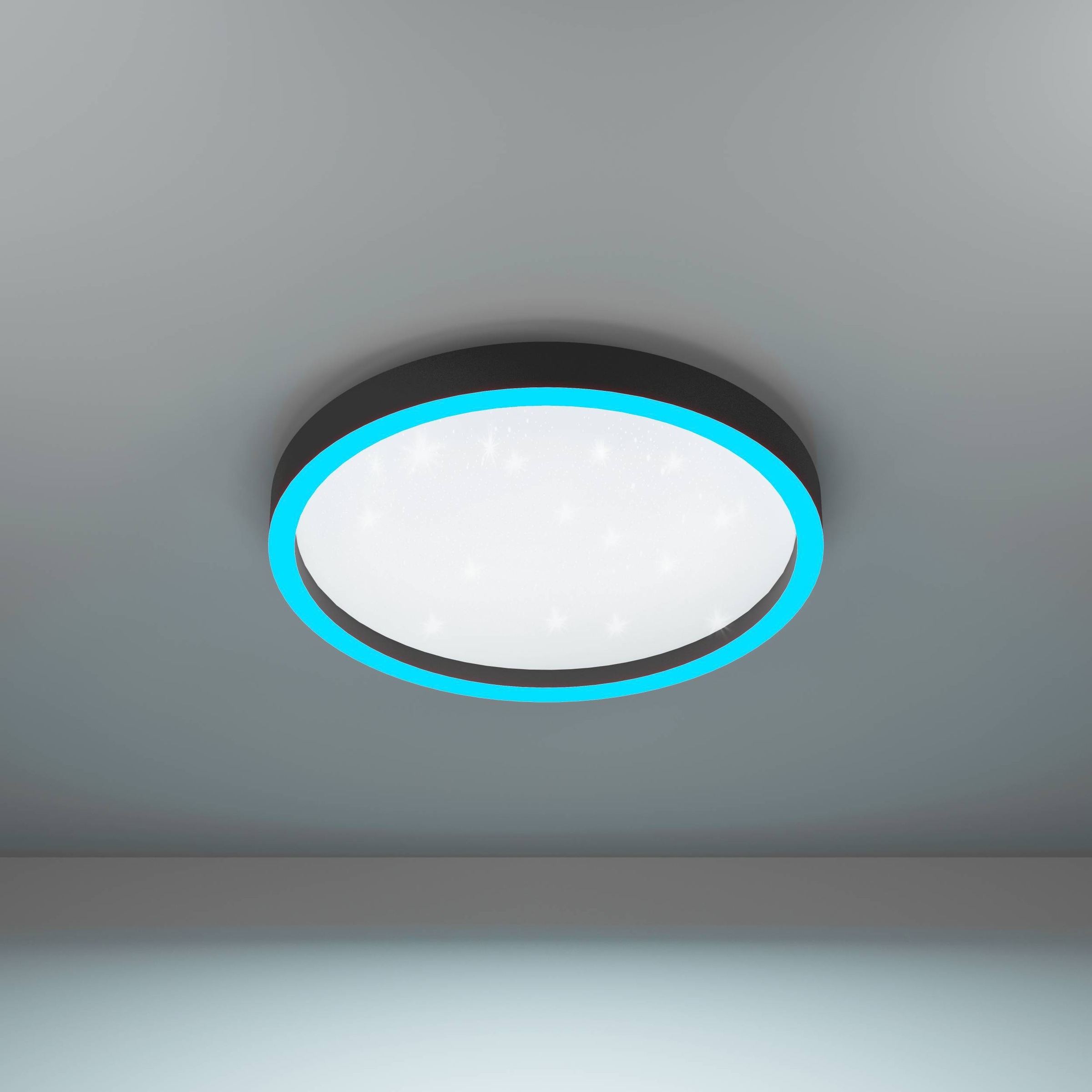 EGLO Deckenleuchte »Montemorelos-Z Deckenlampe, ZigBee 3.0, Kristall-Effekt, Flurlampe« LED-Modul 1 Stk. Kaltweiß | RGB Wand-/Deckenleuchte - H5 x Ø42 cm - schwarz - 17,8W inkl.