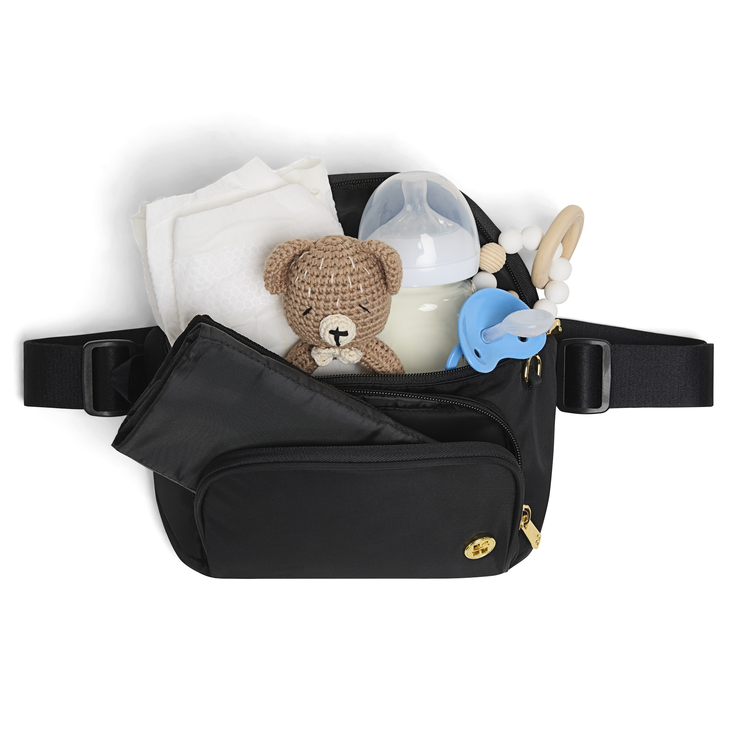 Baby Wickeltasche "HUGGIES CROSS BODY DIAPER BAG"schwarz, HUGGIES BABYWEAR, unifarben, Web, Polyester, Taschen