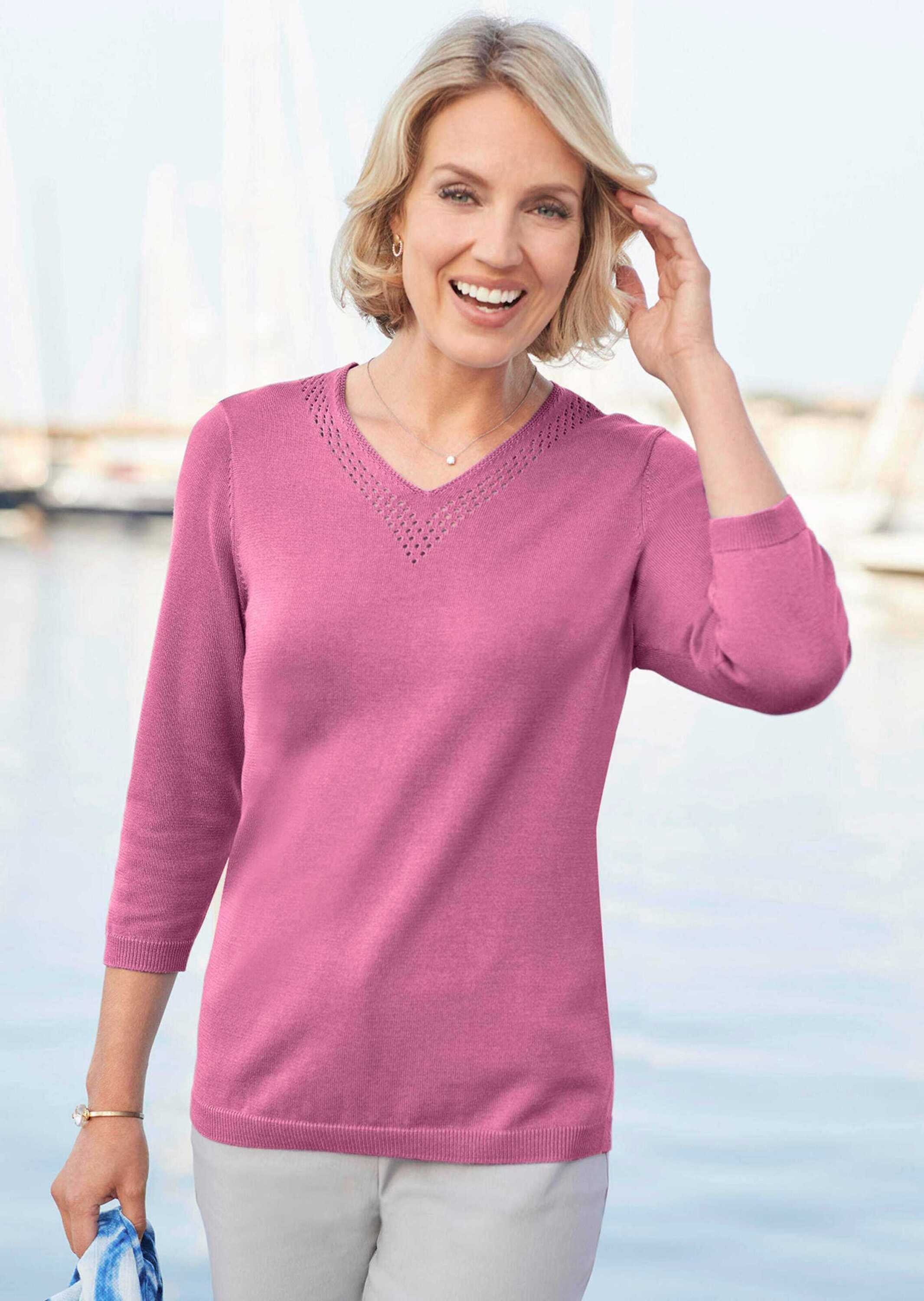 Thumbnail - GOLDNER Rundhalspullover "Kurzgröße Unkomplizierter Pullover mit V-Ausschnitt"