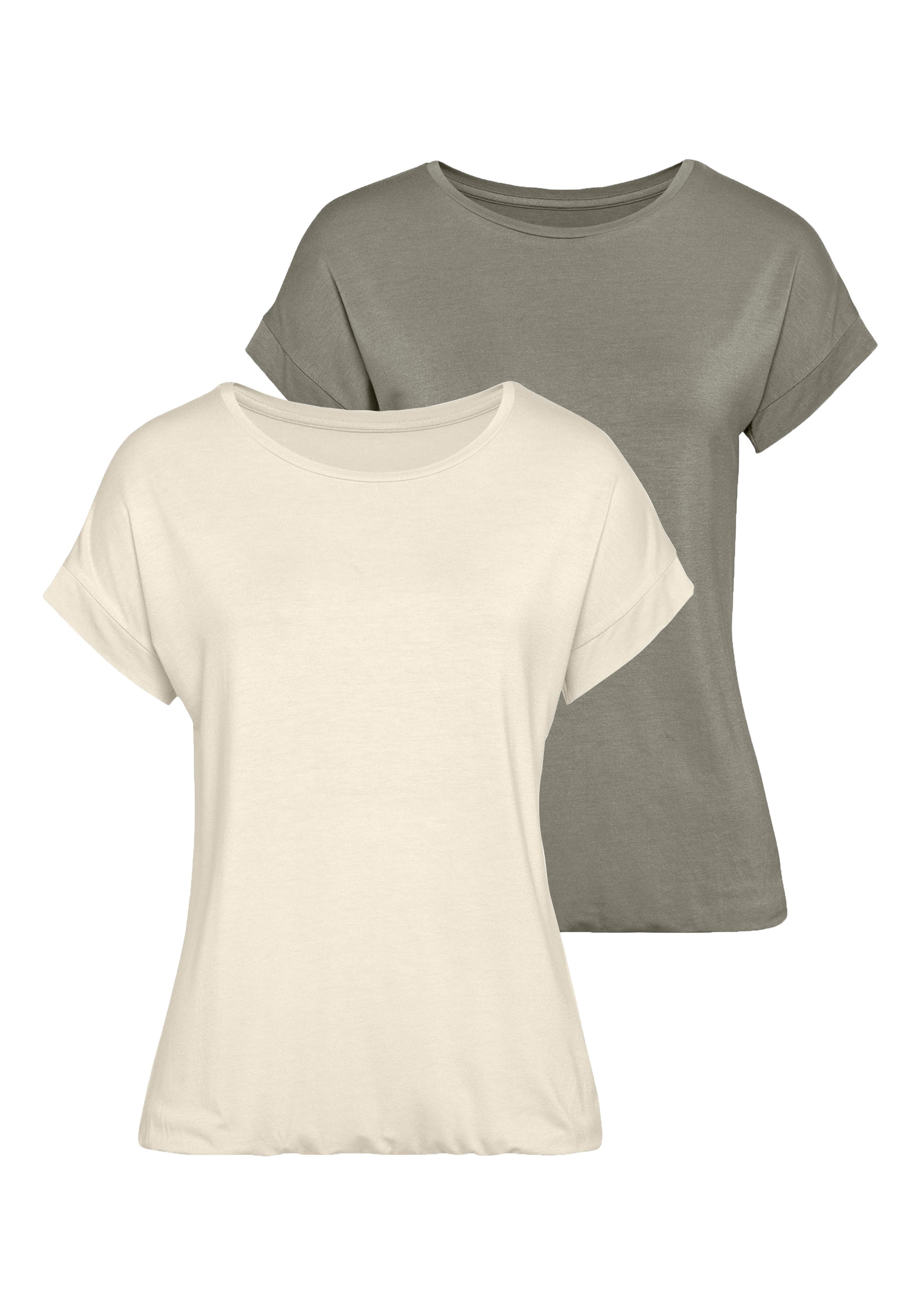 Vivance T-Shirt, (2er-Pack), mit elastischem Saumabschluss