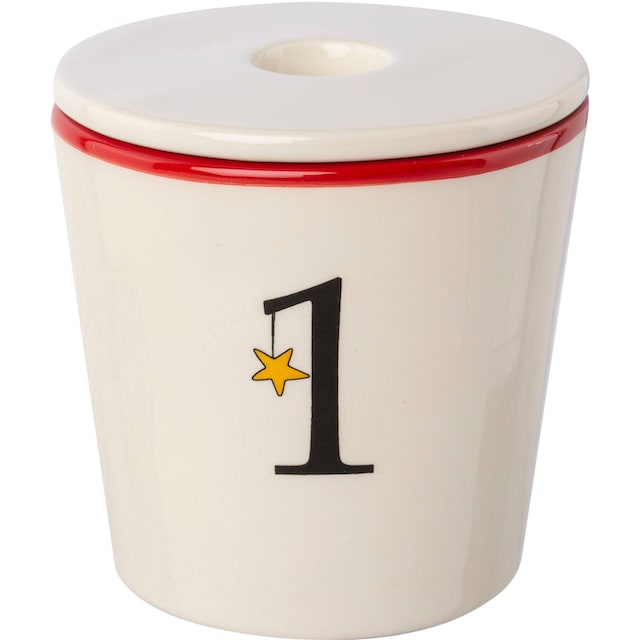 Creativ deco Kerzenhalter »Stabkerzenhalter für die Adventszeit,  Weihnachtsdeko«, (Set, 4 St.), Becher aus Keramik mit Cover 1 bis 4, Höhe ca.  10 cm, Adventsleuchter | BAUR