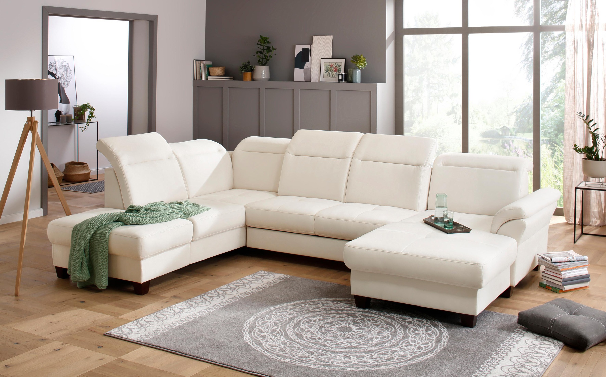 Home affaire Wohnlandschaft "Solvei U-Form" Sitztiefenverstellung und Feder günstig online kaufen