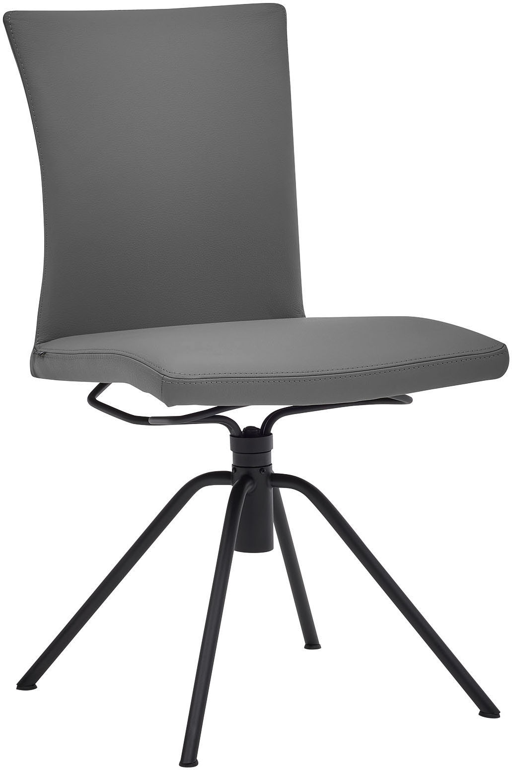 Musterring Polsterstuhl »Helmond 6700«, (Set), 2 St., Echtleder, Drehgestell in schwarz inkl. Rückholfunktion, ohne Armlehne