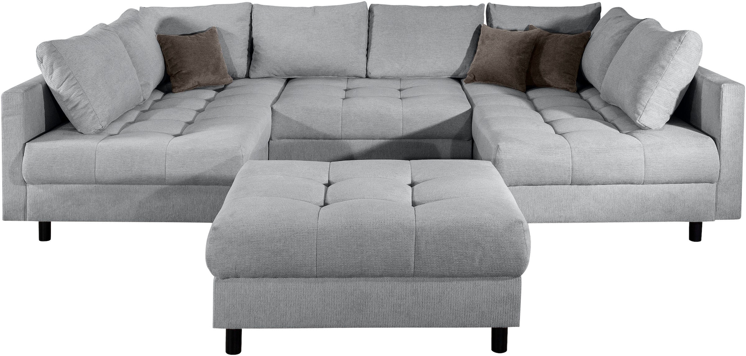 Home affaire Wohnlandschaft »Toni U-Form, B: 298 cm«, mit Hocker & 3 Zierkissen, Federkern