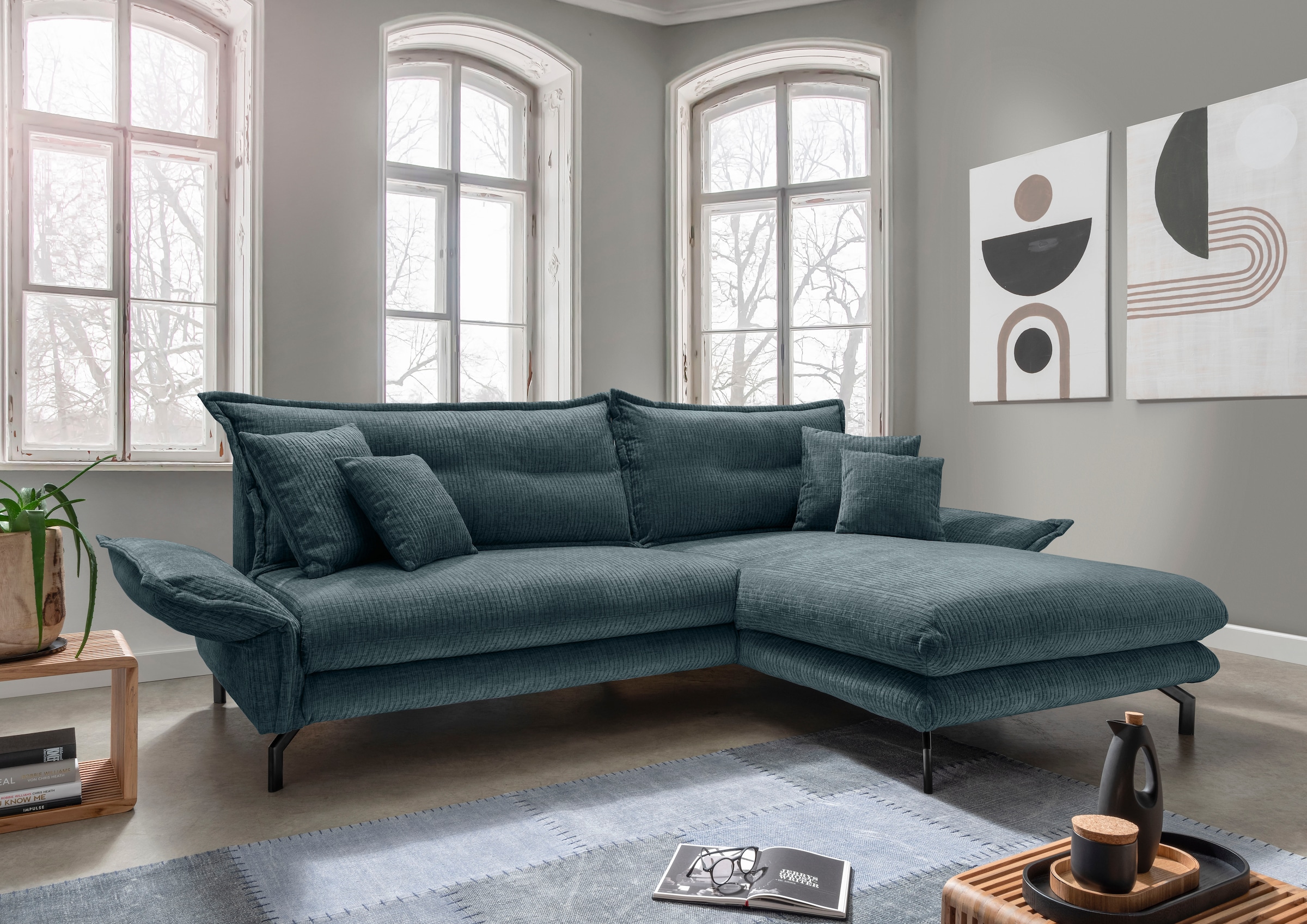 Home affaire Ecksofa "Lava modern & bequem, Breite 255cm, tolle Detailverarbeitung" Armlehnen verstellbar