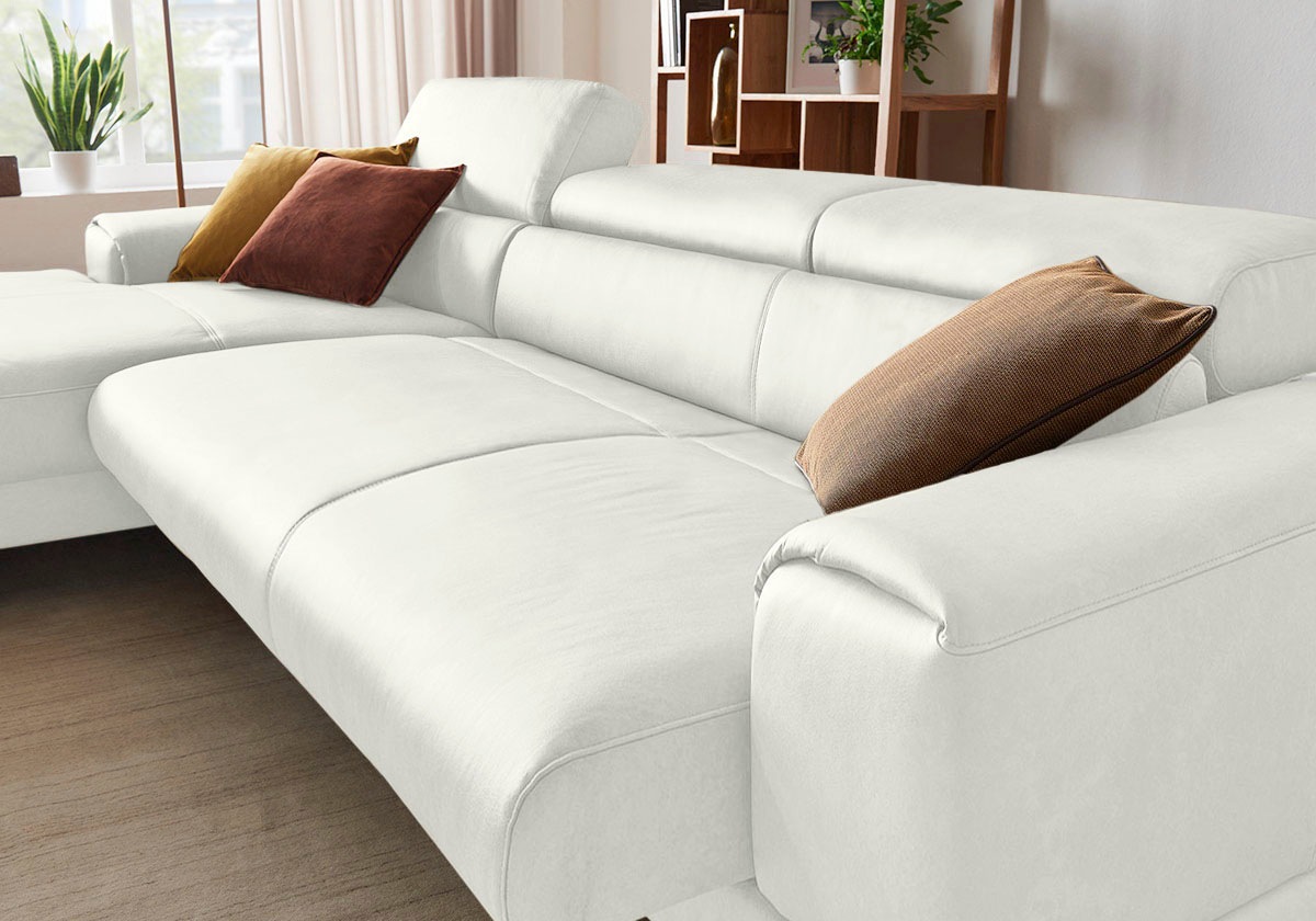 W.SCHILLIG Ecksofa »piedroo, Designsofa mit tollem Sitzkomfort, bequem und elegant, L-Form«, Kopfteilverstellung, wahlweise mit Sitztiefenverstellung, Breite 343cm