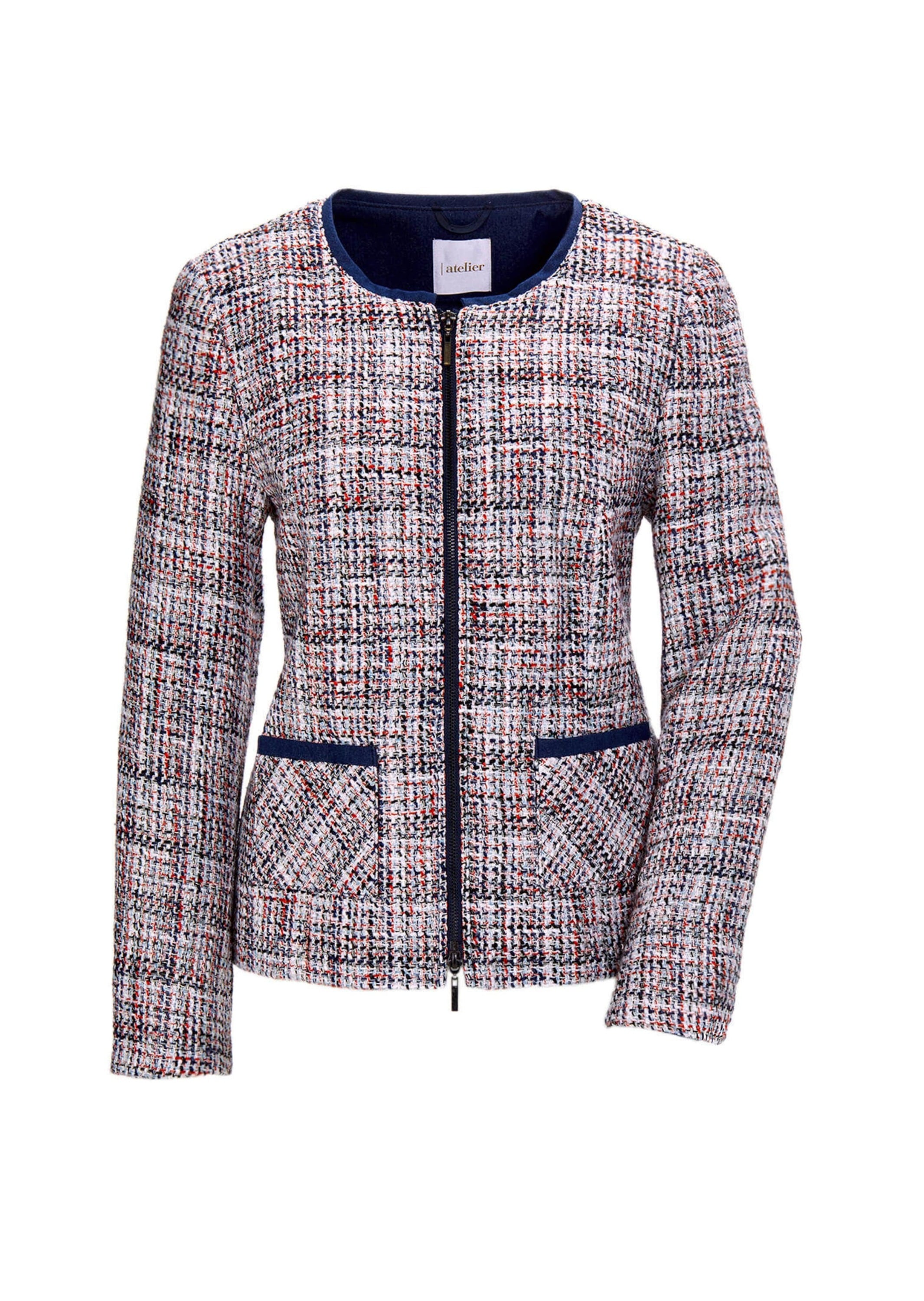 GOLDNER Jackenblazer "Kurzgröße Edler Bouclé-Blazer mit Jeanspaspel" Paspel günstig online kaufen
