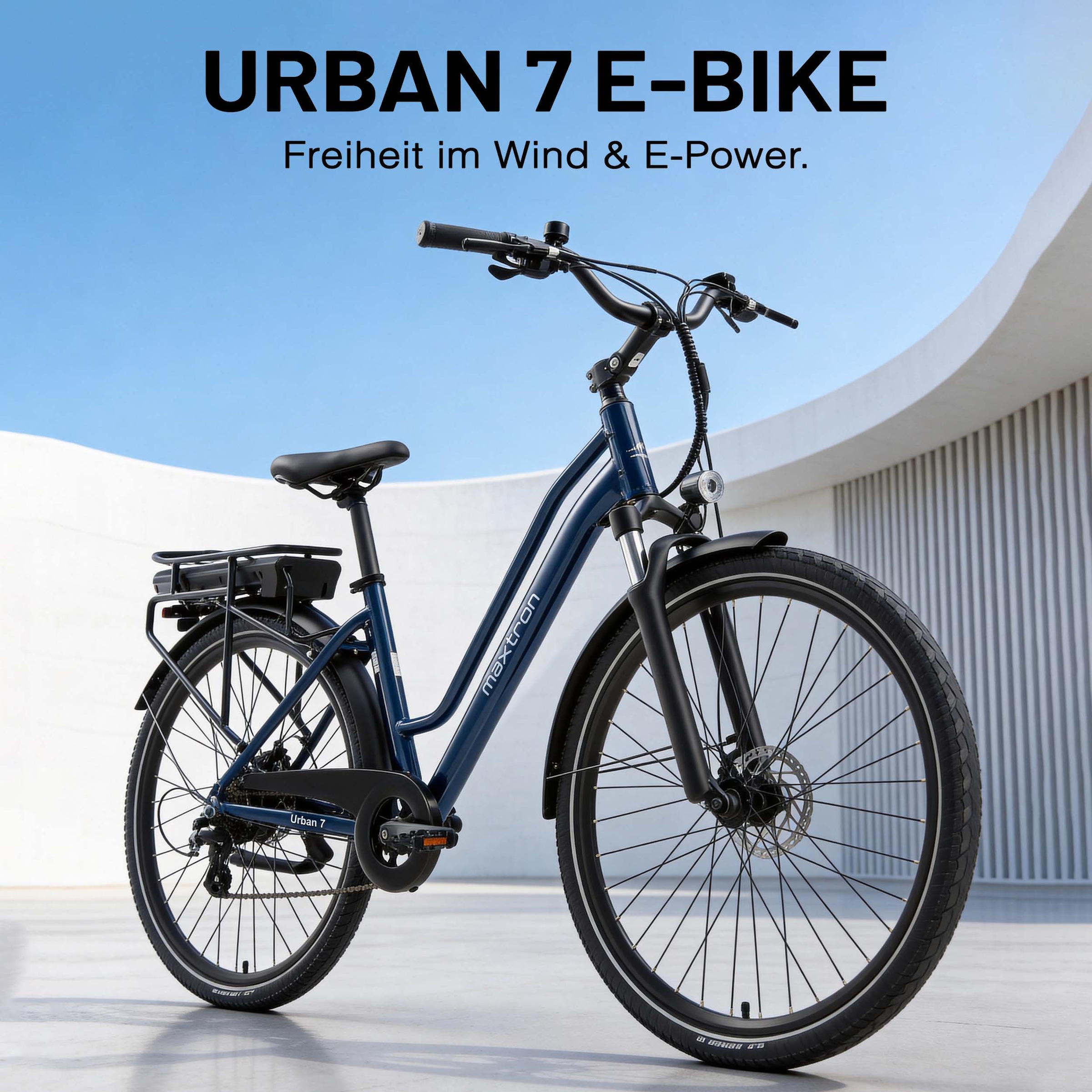 Maxtron »Maxtron Urban 7 E-Citybike 28 Zoll« 7 Gang Shimano Altus Schaltwerk Kettenschaltung Heckmotor 250 W Packung,  Tiefeinsteiger für Damen
