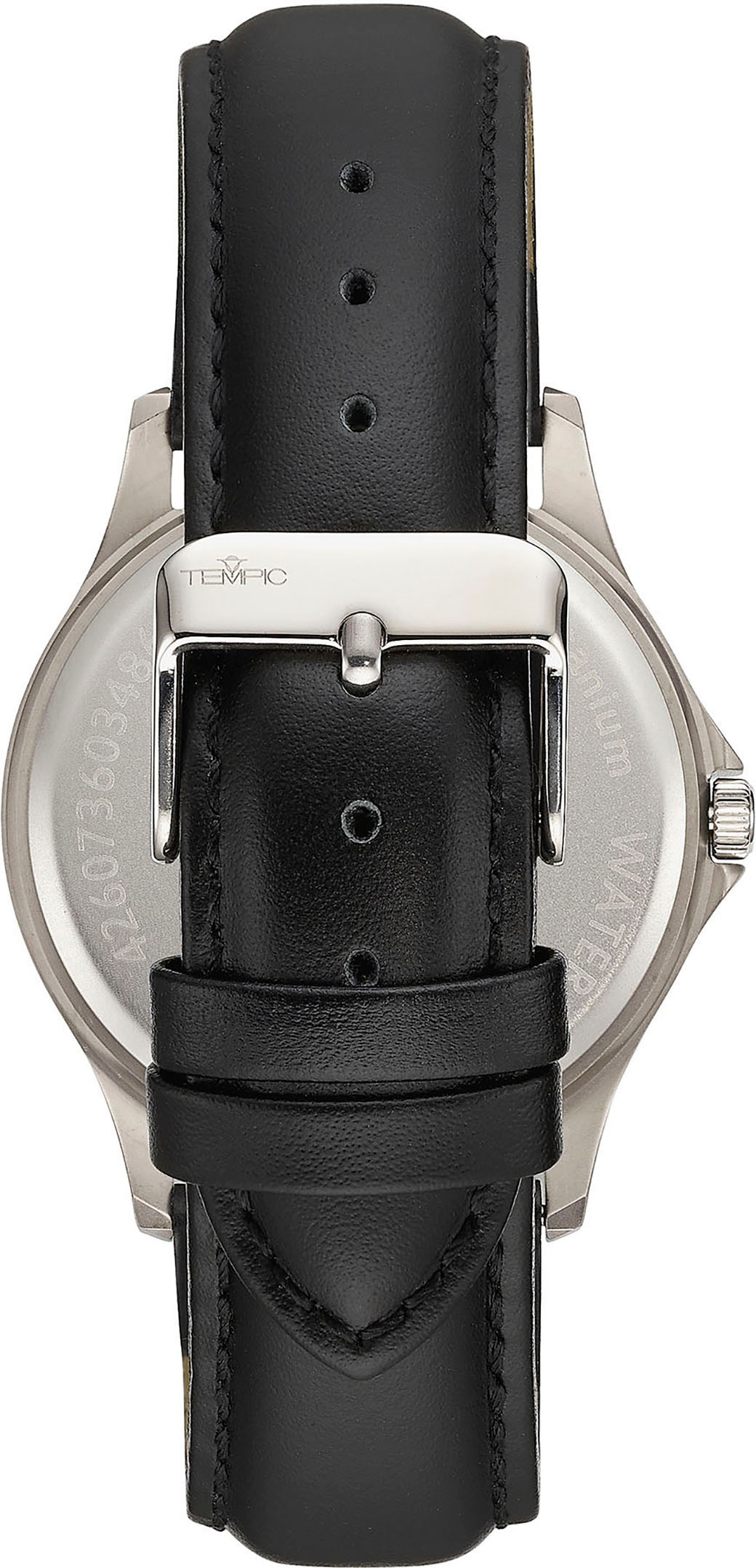 Tempic Quarzuhr, Armbanduhr, Herrenuhr, analog, Lederarmband