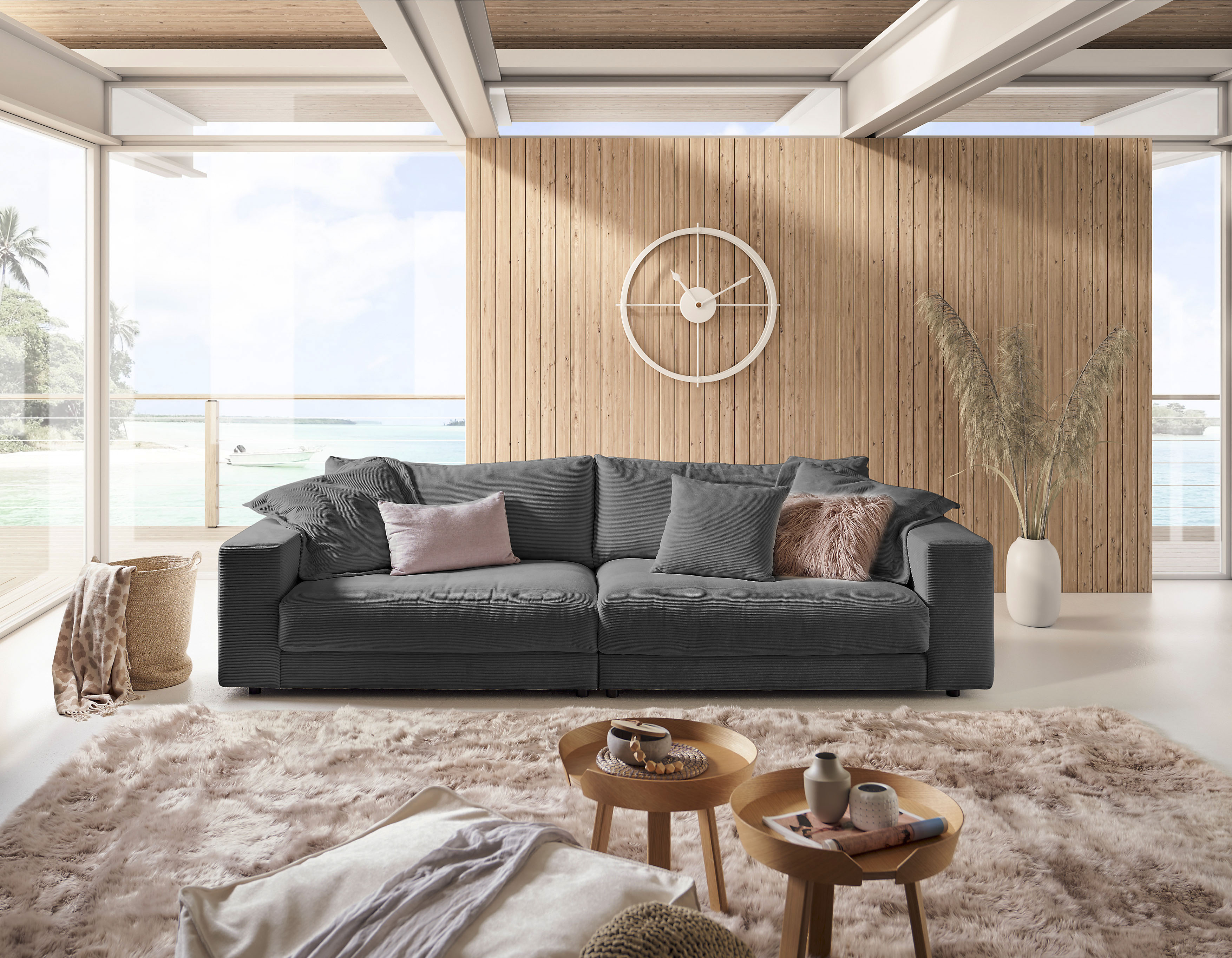 Home affaire Big-Sofa "Enisa, bequeme, legere Polsterung B/T/H: 290/127/85 cm, Mega Sofa" Zeitloses und stylisches Loungemöbel, in Fein- und Breitcord