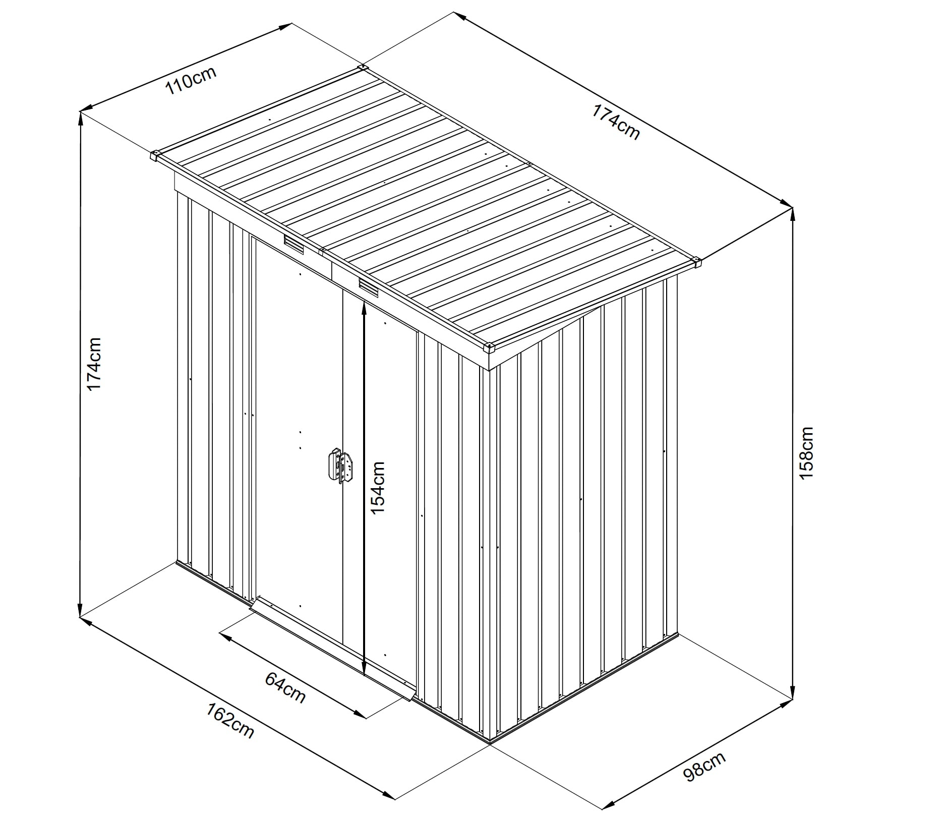 GARDEN 'N' MORE Gerätehaus »Pultdachhaus Basic plus« einfacher Aufbau, Langlebig, mit Lüftungsschlitzen