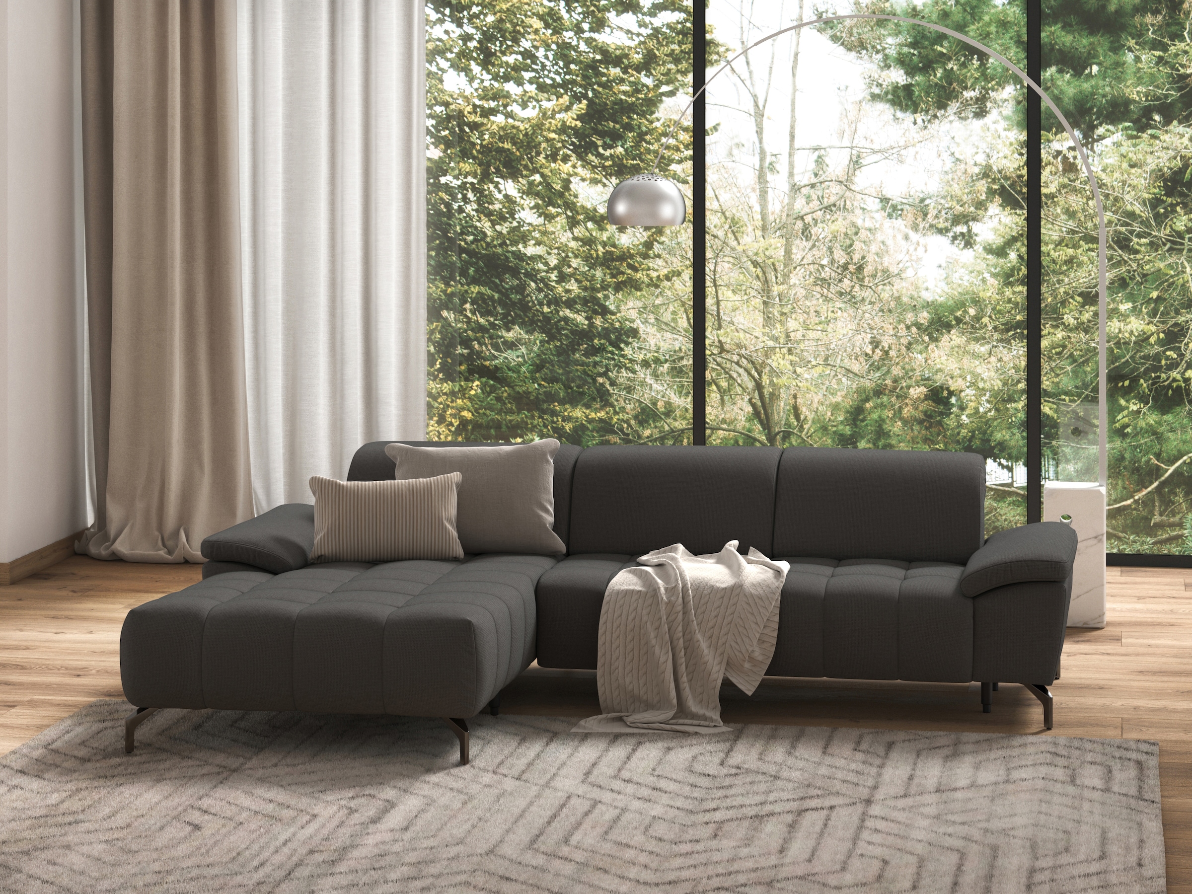 sit&more Ecksofa "Cool L-Form" wahlweise mit Kopfteilverstellung und Vorziehsitz, motorisch