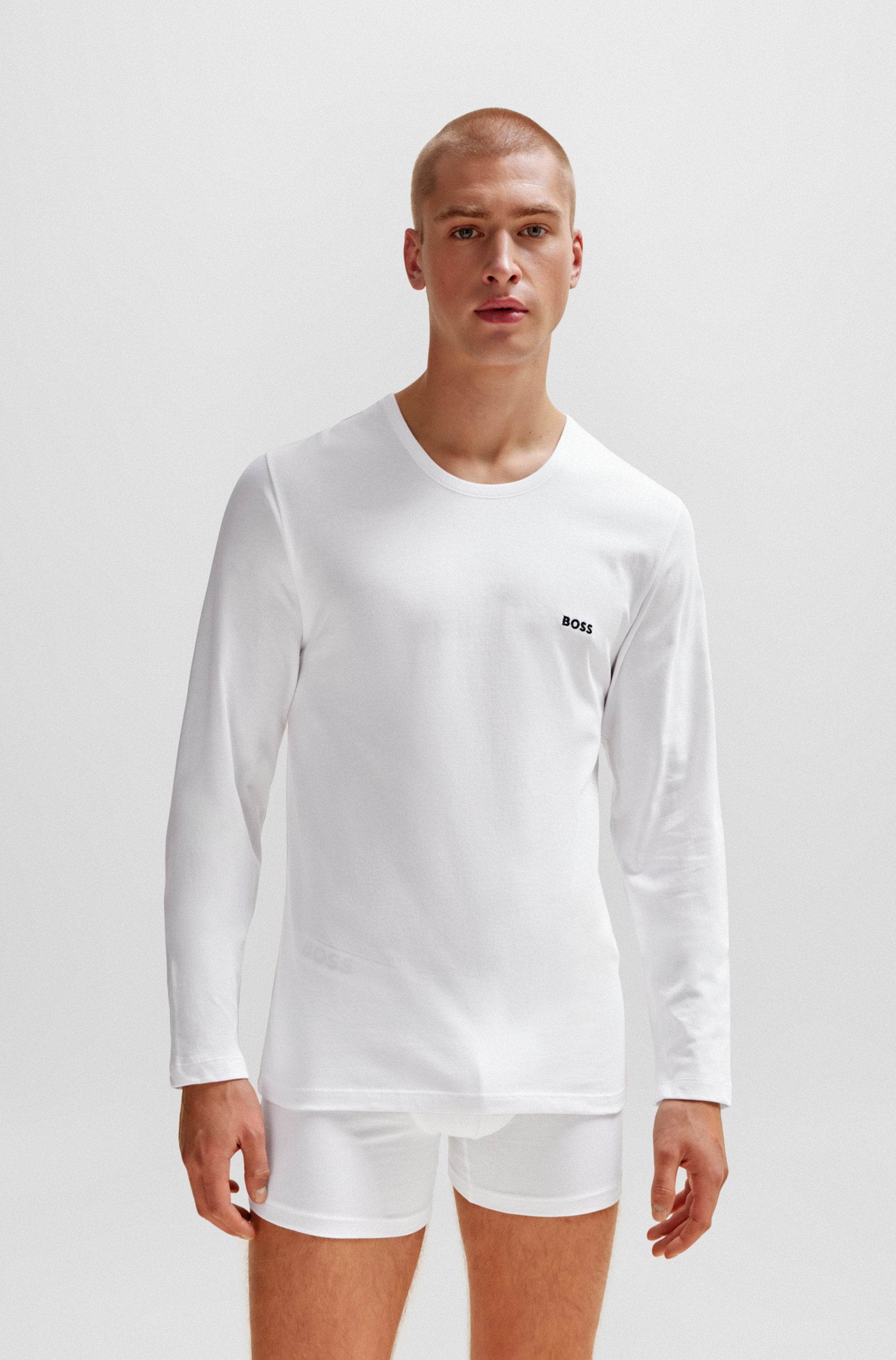 BOSS Langarmshirt »longsleeve-Shirt R-Neck Classic COTTON 3pcs/pack«, (3 tlg.), mit BOSS Logo-Schriftzug