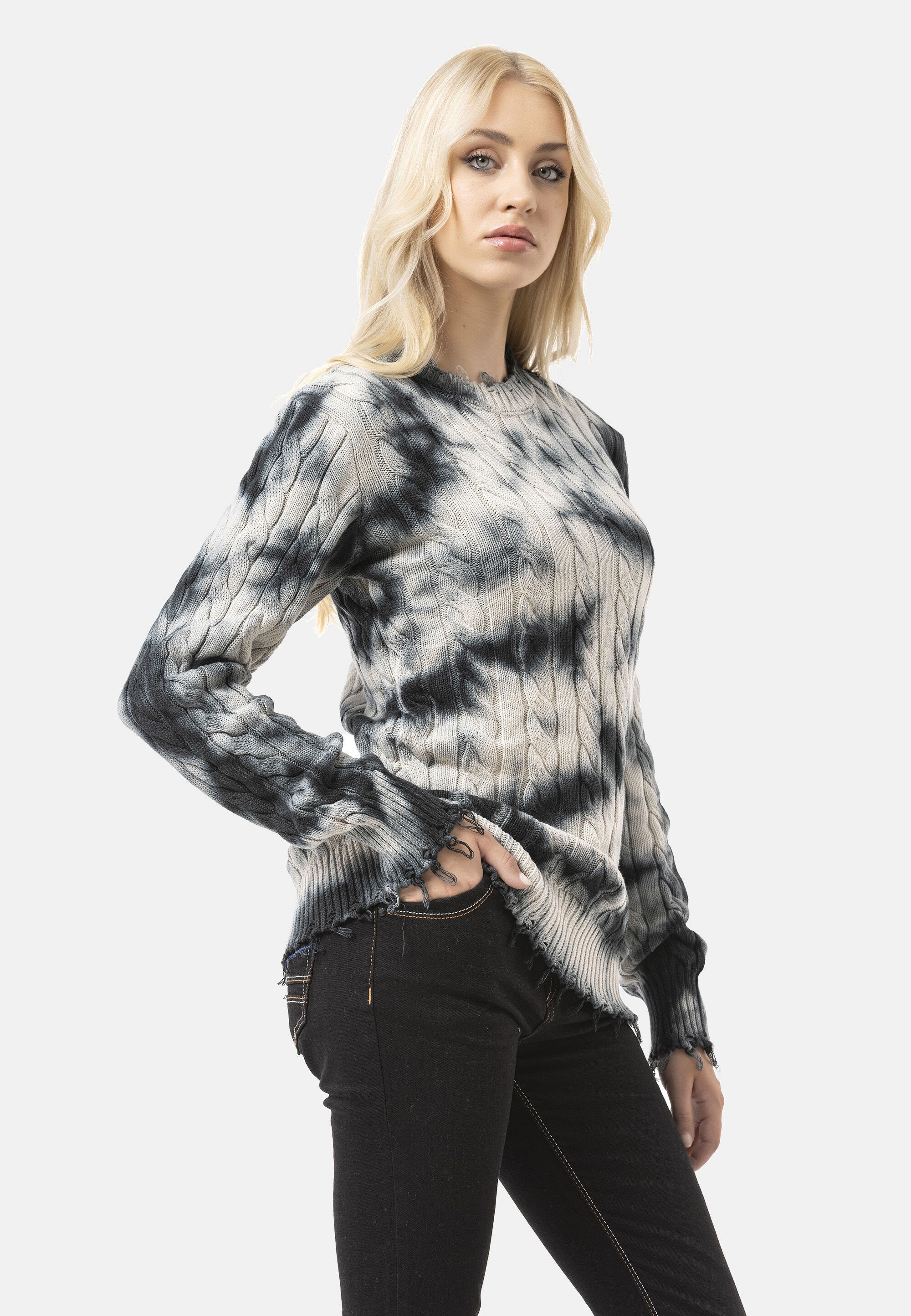 Cipo & Baxx Strickpullover »WP268« 1 Stk. Tie-Dye Optik