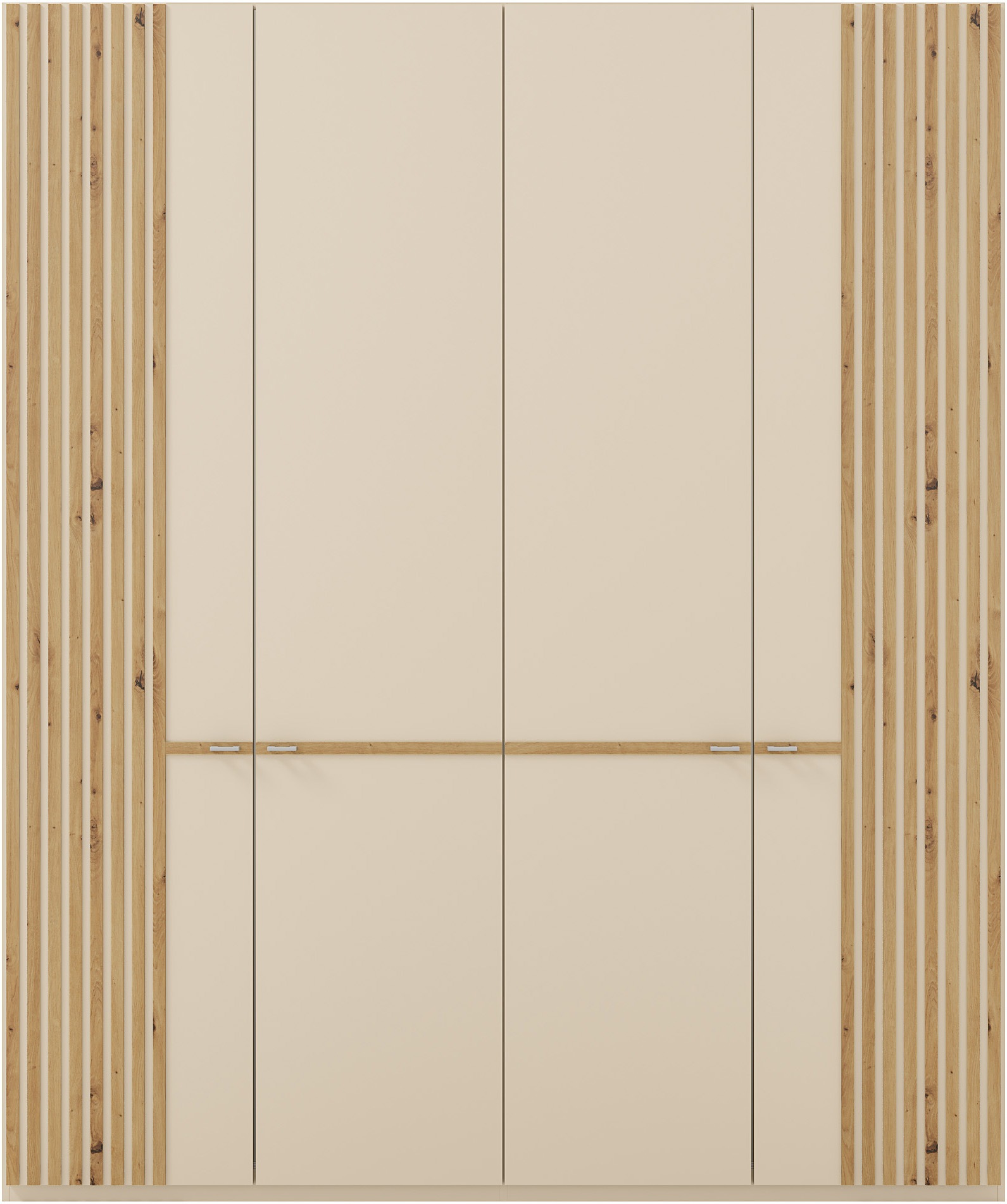 Thumbnail - Musterring Drehtürenschrank "Isabelle" Lamellen in Eiche, Griffe in silber, verschiedene Größen und Farben