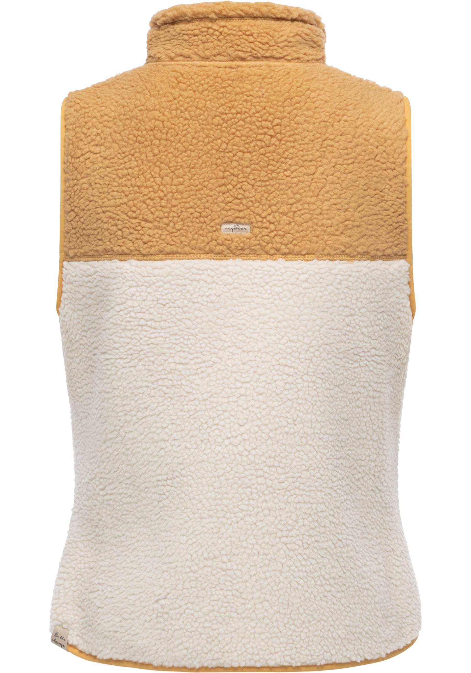 Thumbnail - Ragwear Plüschweste "Junni Bonded" warme Damen Weste aus Materialmix mit Teddy-Fleece