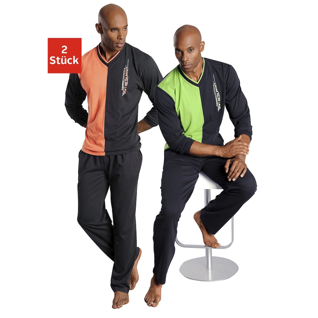 le jogger® Pyjama, (Packung, 4 tlg., 2 Stück), in langer Form