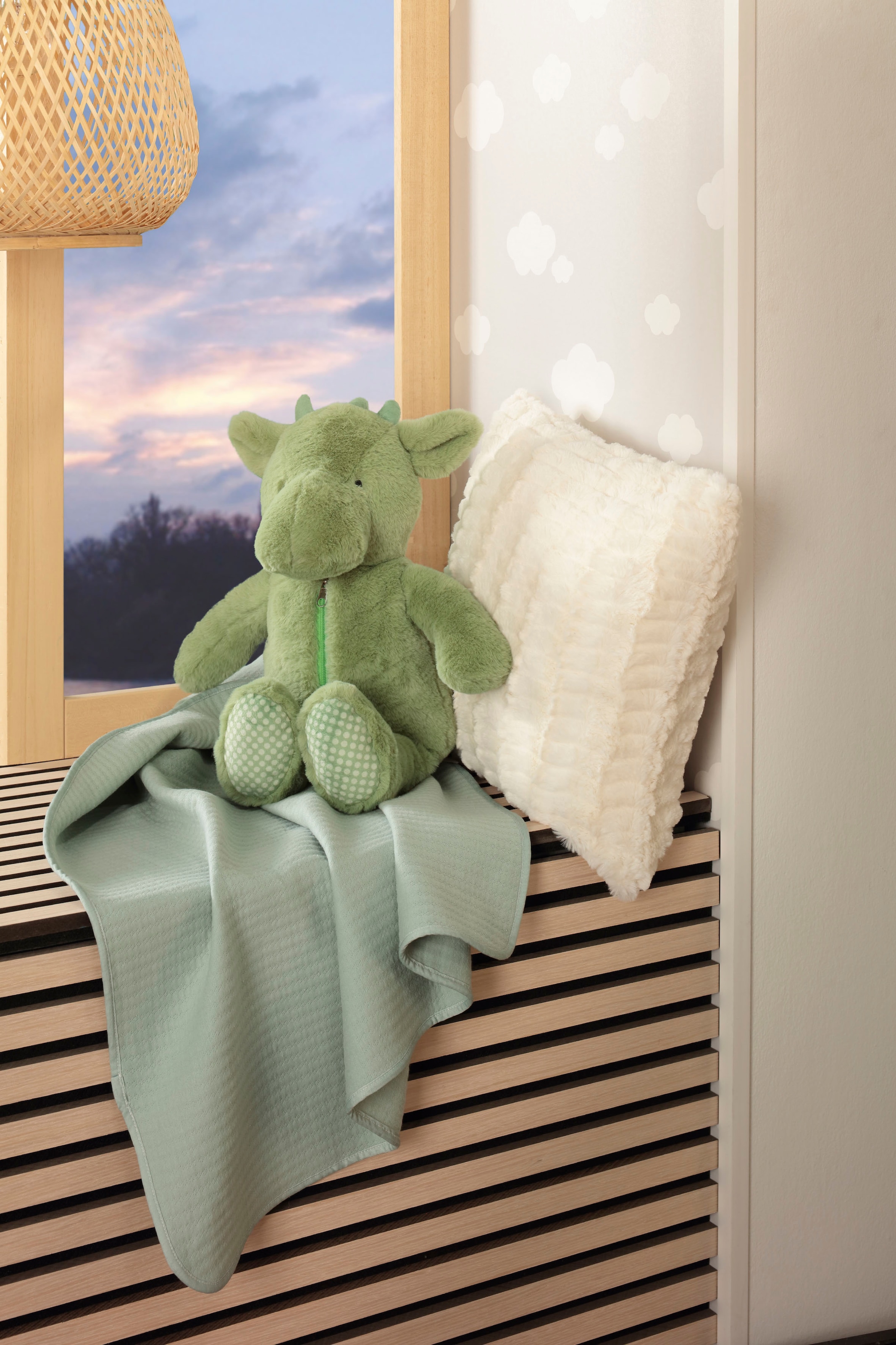 Biederlack Babydecke "Drago", mit Drachen-Kuscheltier