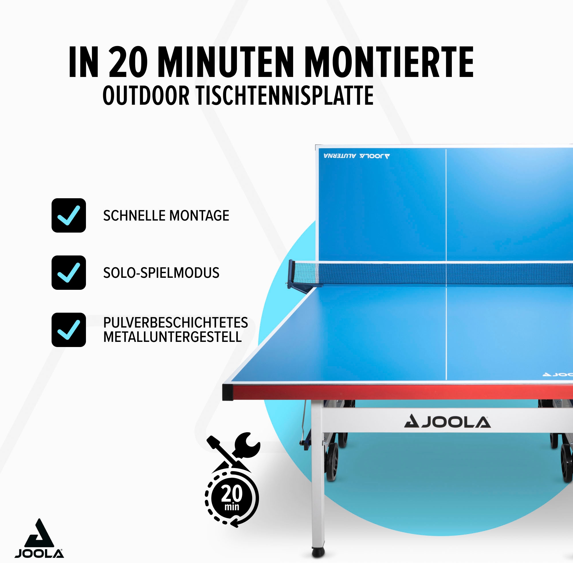 Joola Tischtennisplatte »JOOLA Tischtennisplatte Aluterna«, (9 tlg.), doppelte Kippsicherung