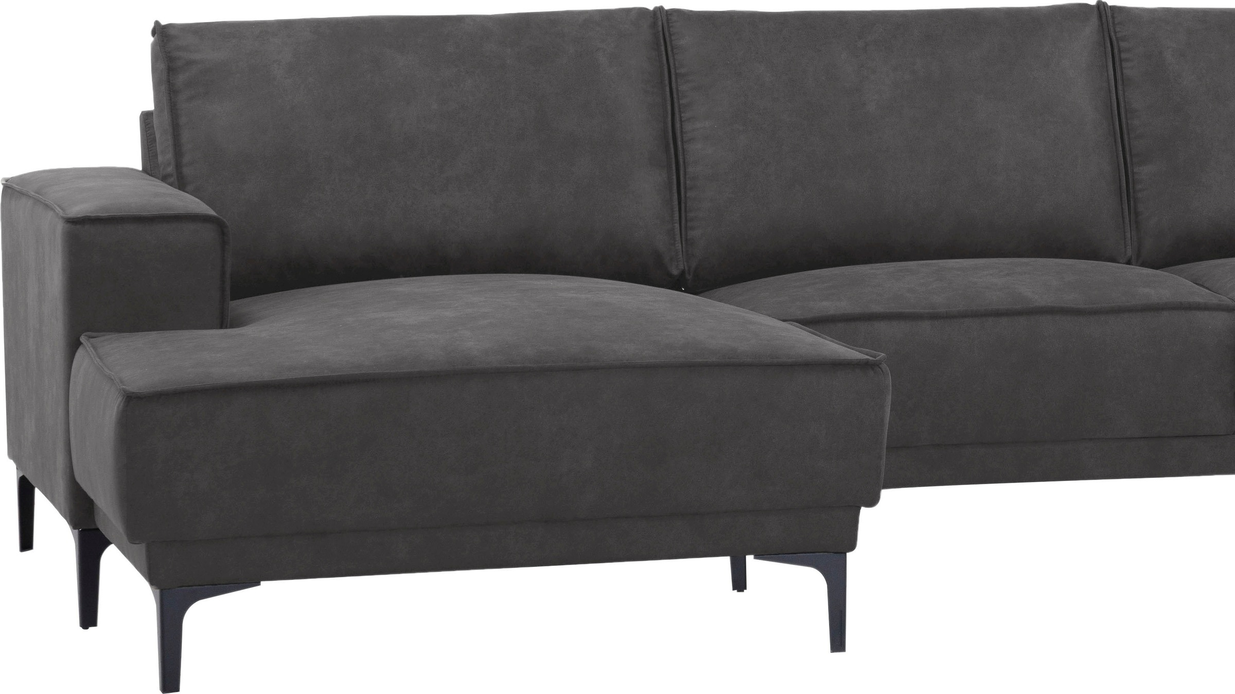 Places of Style Wohnlandschaft »XXL Sofa Oland, Struktur, Flachgewebe, Luxus-Microfaser, Boucle«, U-Form, 345 cm, Wellenunterfederung, Skandi-Design, Metallfüße