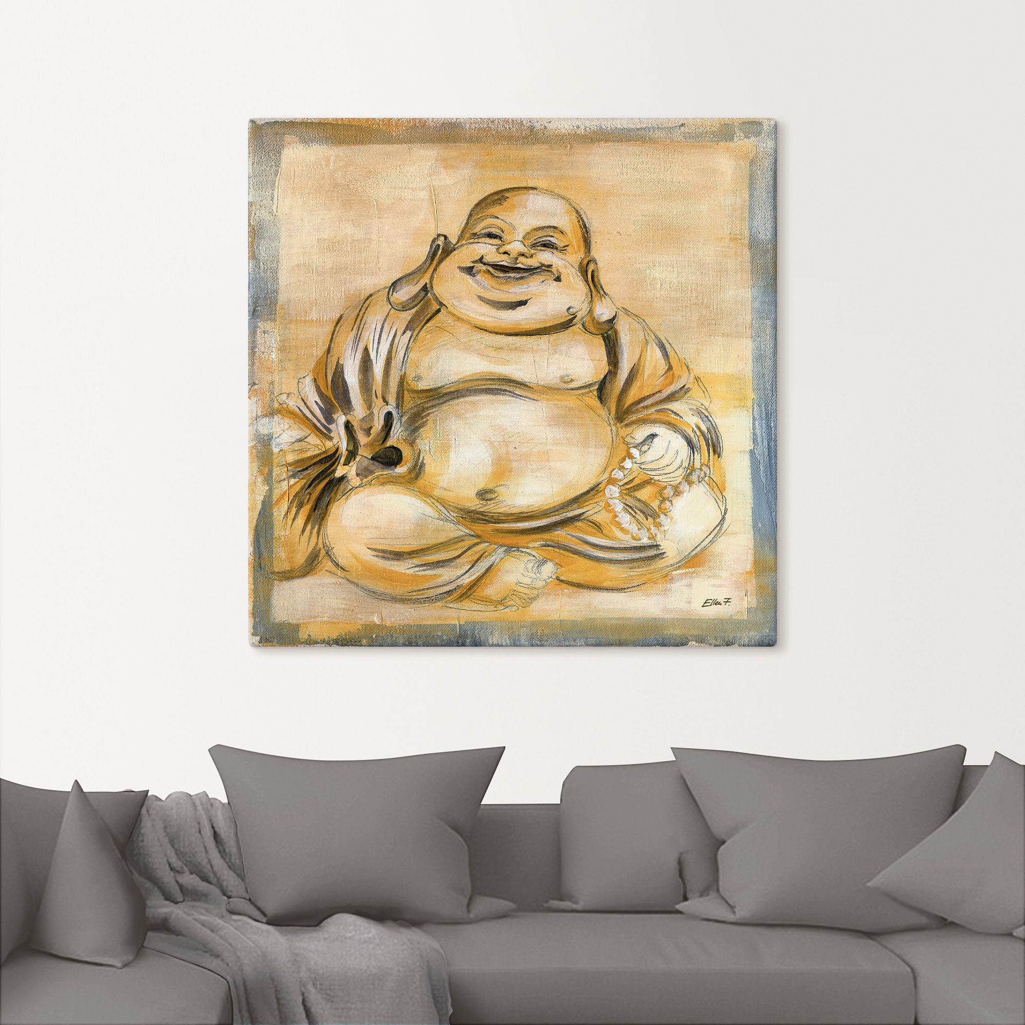 Artland Wandbild »Fröhlicher Buddha I«, Religion, (1 St.), als Leinwandbild, Poster, Wandaufkleber in verschied. Größen