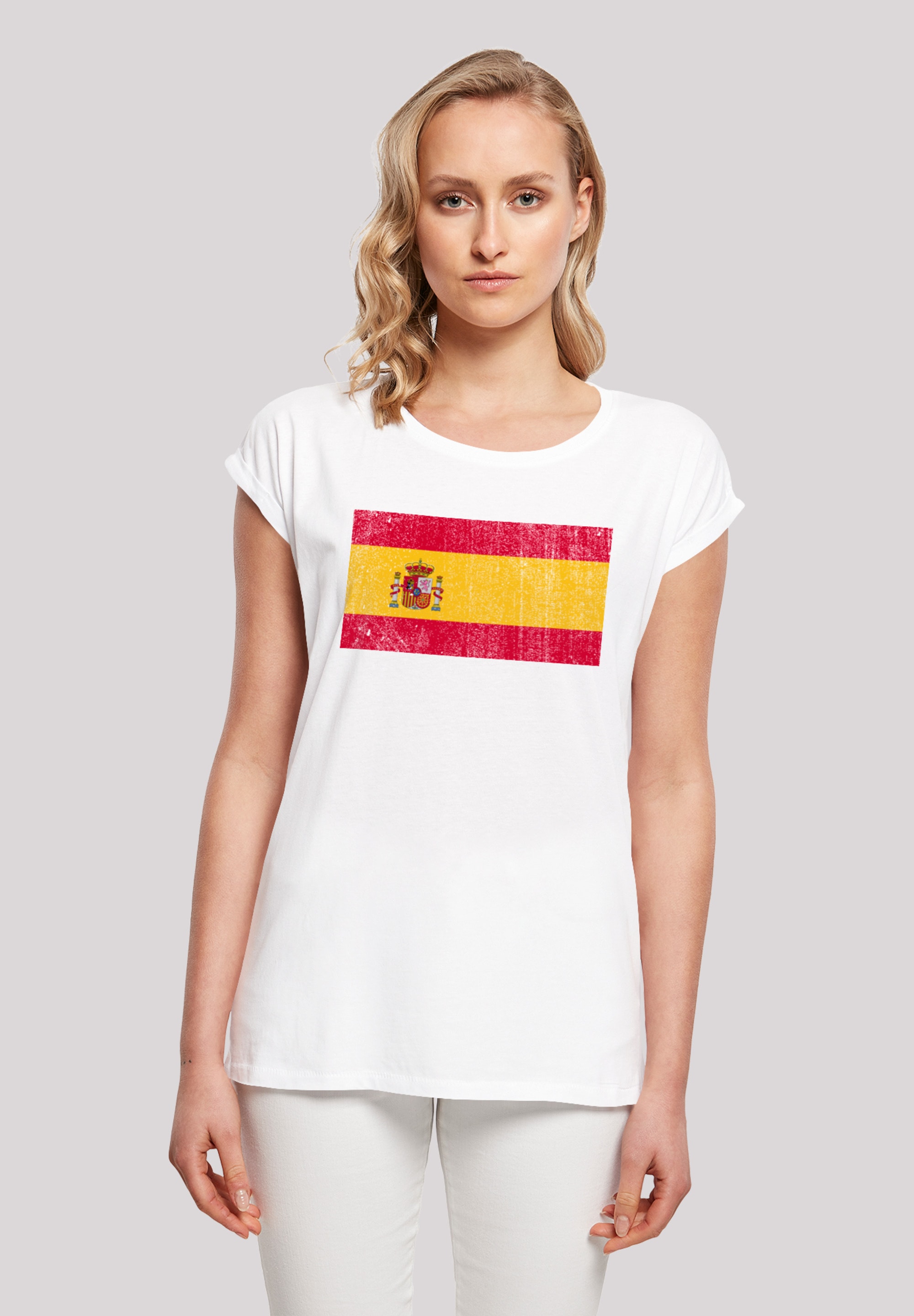 F4NT4STIC T-Shirt "Spain Spanien Flagge distressed", Print