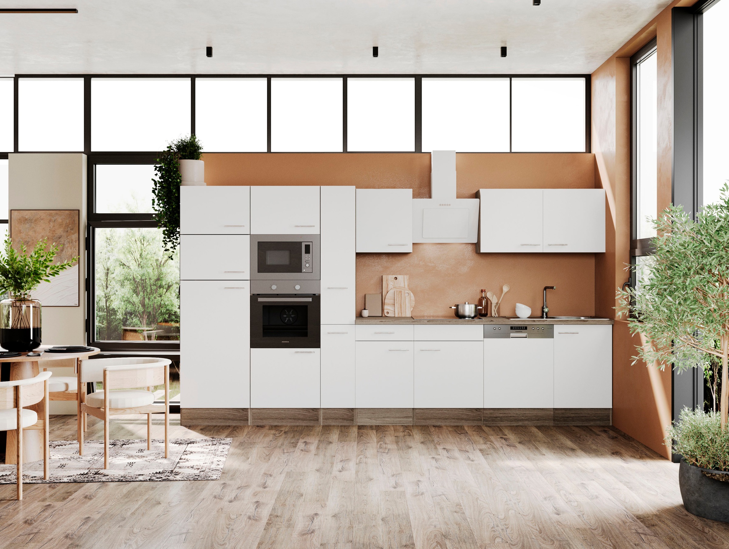 RESPEKTA Küchenzeile "Oliver", Breite 370 cm, wechselseitig aufbaubar günstig online kaufen