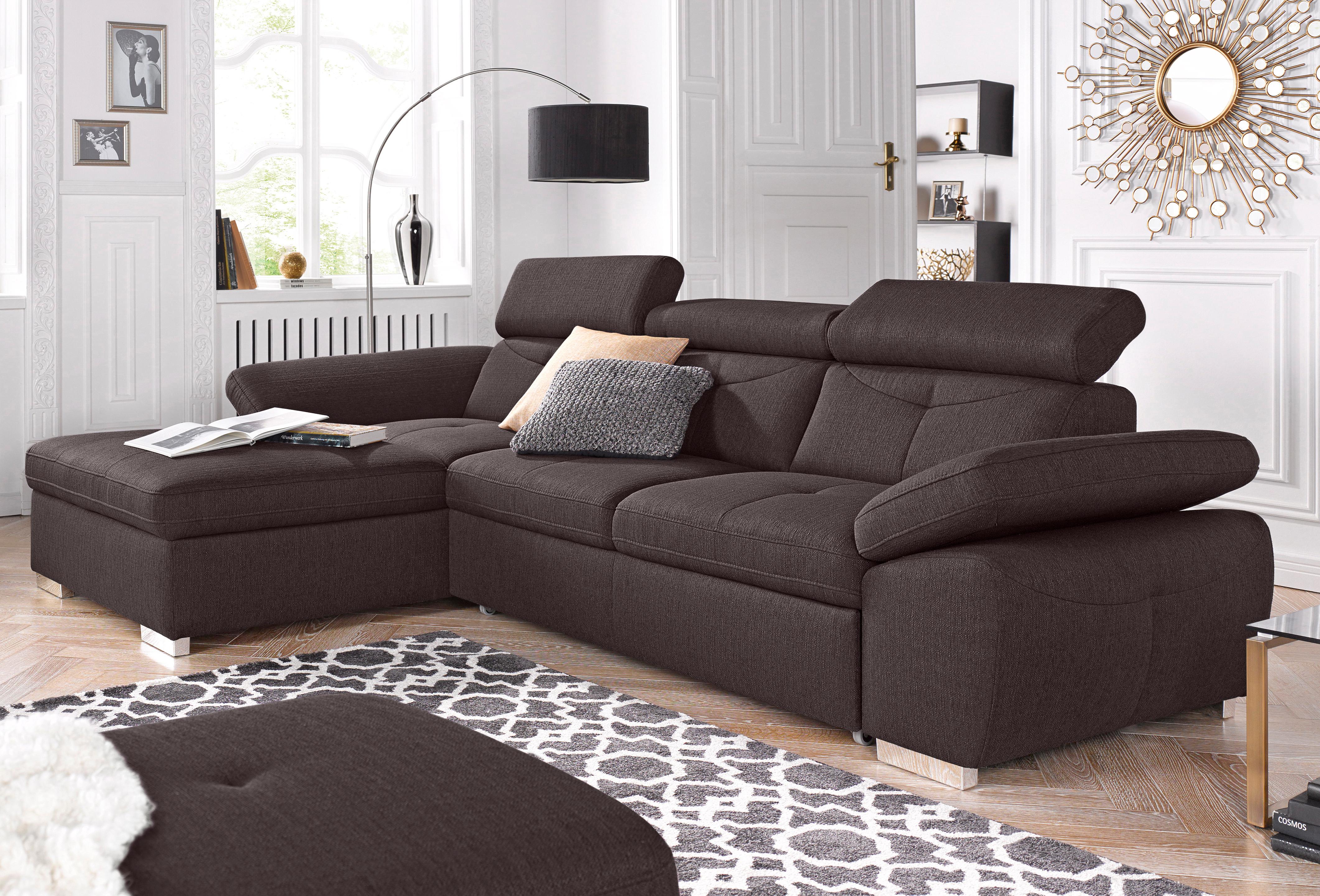 exxpo - sofa fashion Ecksofa "Spring, super bequem, mit Armteil- und Kopfteilfunktion" L-Form, wahlweise mit Bettfunktion und Bettkasten