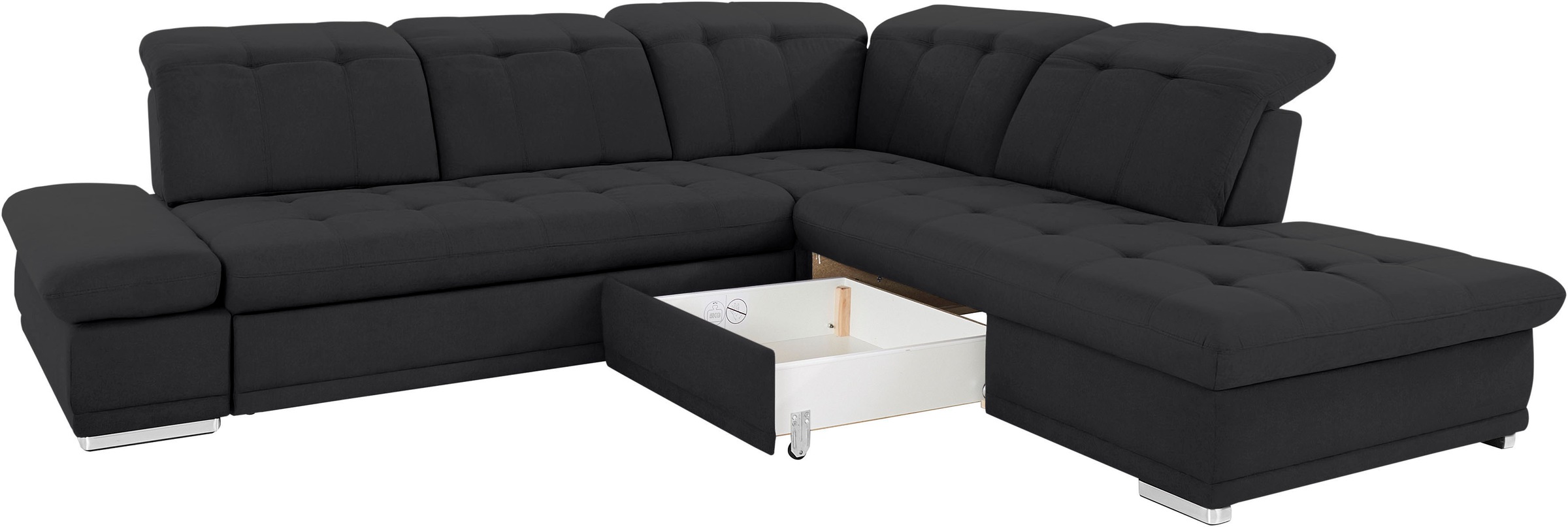 COTTA Ecksofa »Holiday L-Form mit Sitztiefen-, Armteil- und Kopfteilverstellung«, wahlweise mit Bettfunktion & Bettkasten