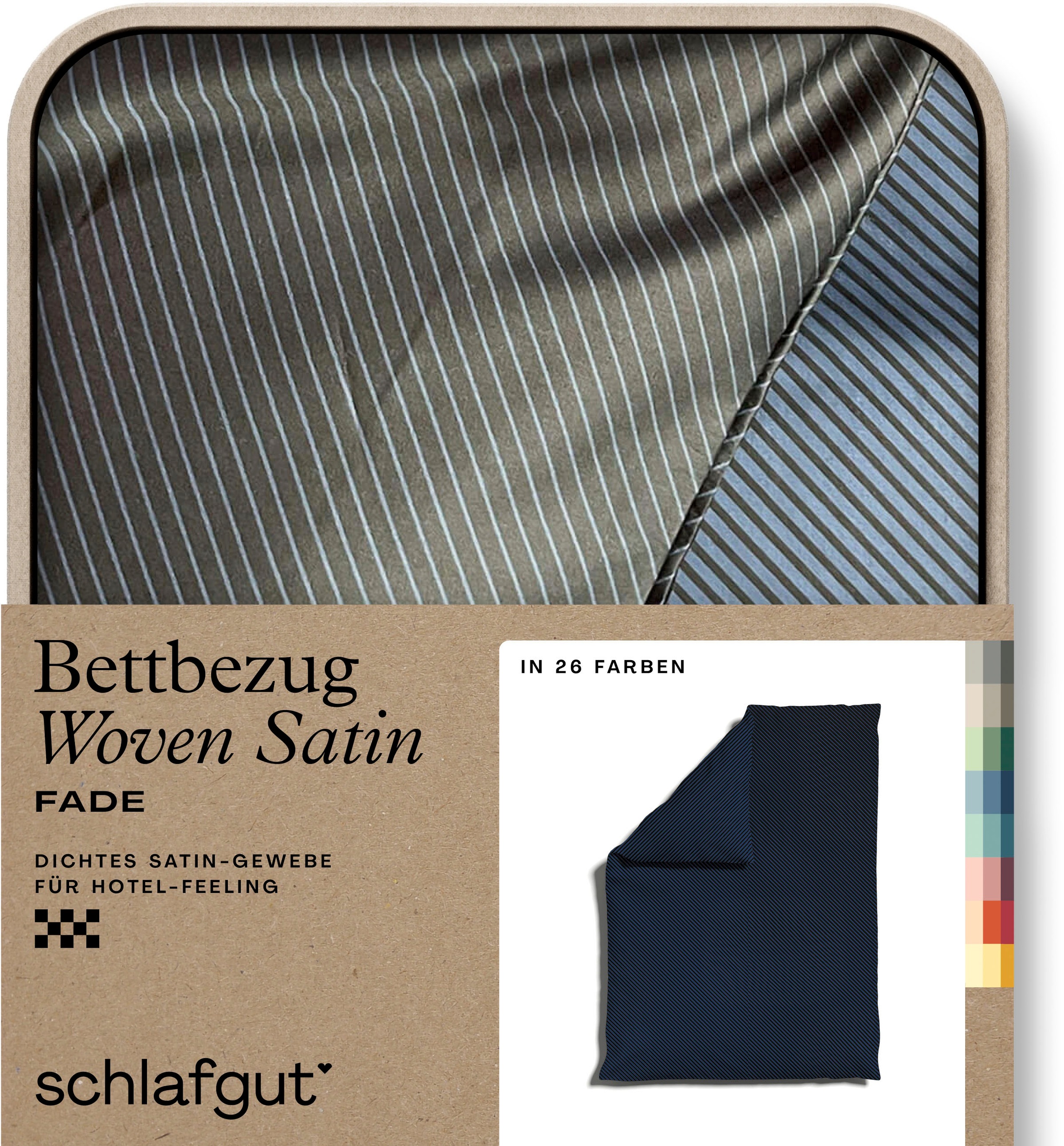 Schlafgut Bettbezug "Premium Bettbezug Woven Fade Satin (1 St)" Ton-in-Ton Reißverschluss, Fadendichte von 300tc, Streifen, OEKO Tex