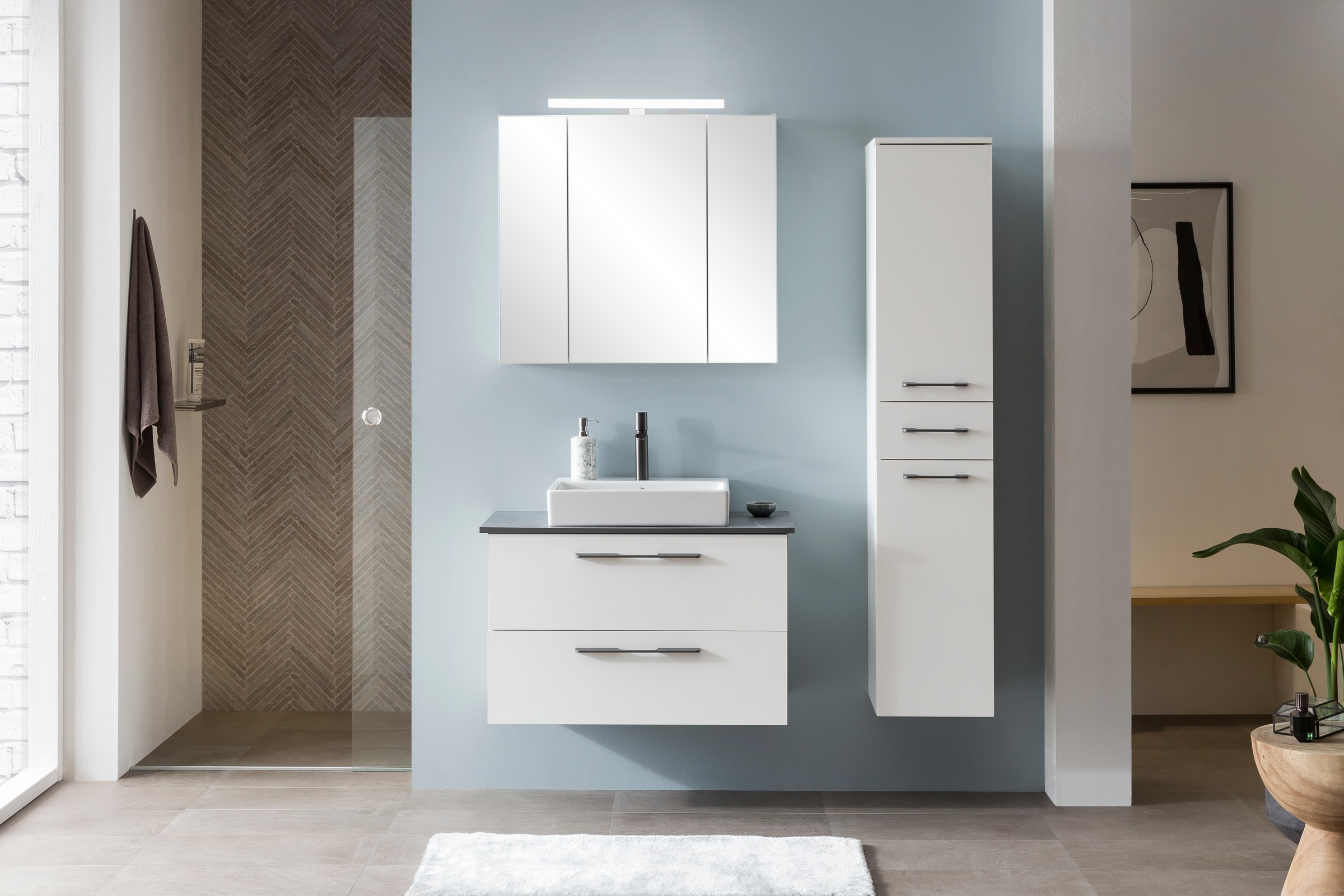 Schildmeyer Waschtisch "Maxim, Mattweiß + Marmor" 3 Stk. tlg. Made in Germa günstig online kaufen