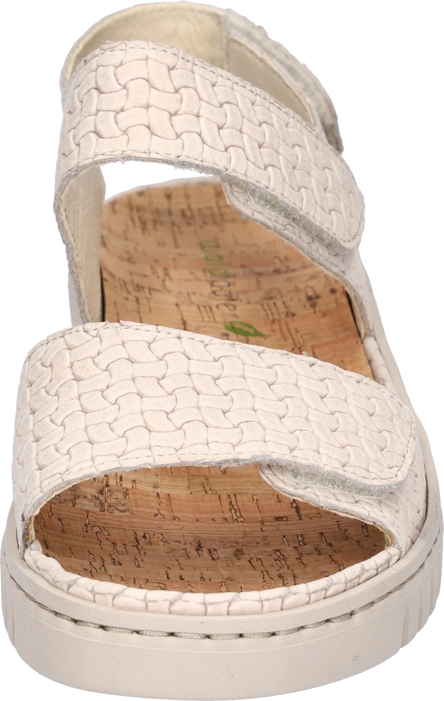 Plateausandale WALDLÄUFER "K-VALERIE", Damen, Gr. 4,5 (37,5), creme, Nubukleder, Flechtoptik, Basic, Schuhe, Sommerschuh, Bequemschuh, Klettschuh in Extraweite K 3