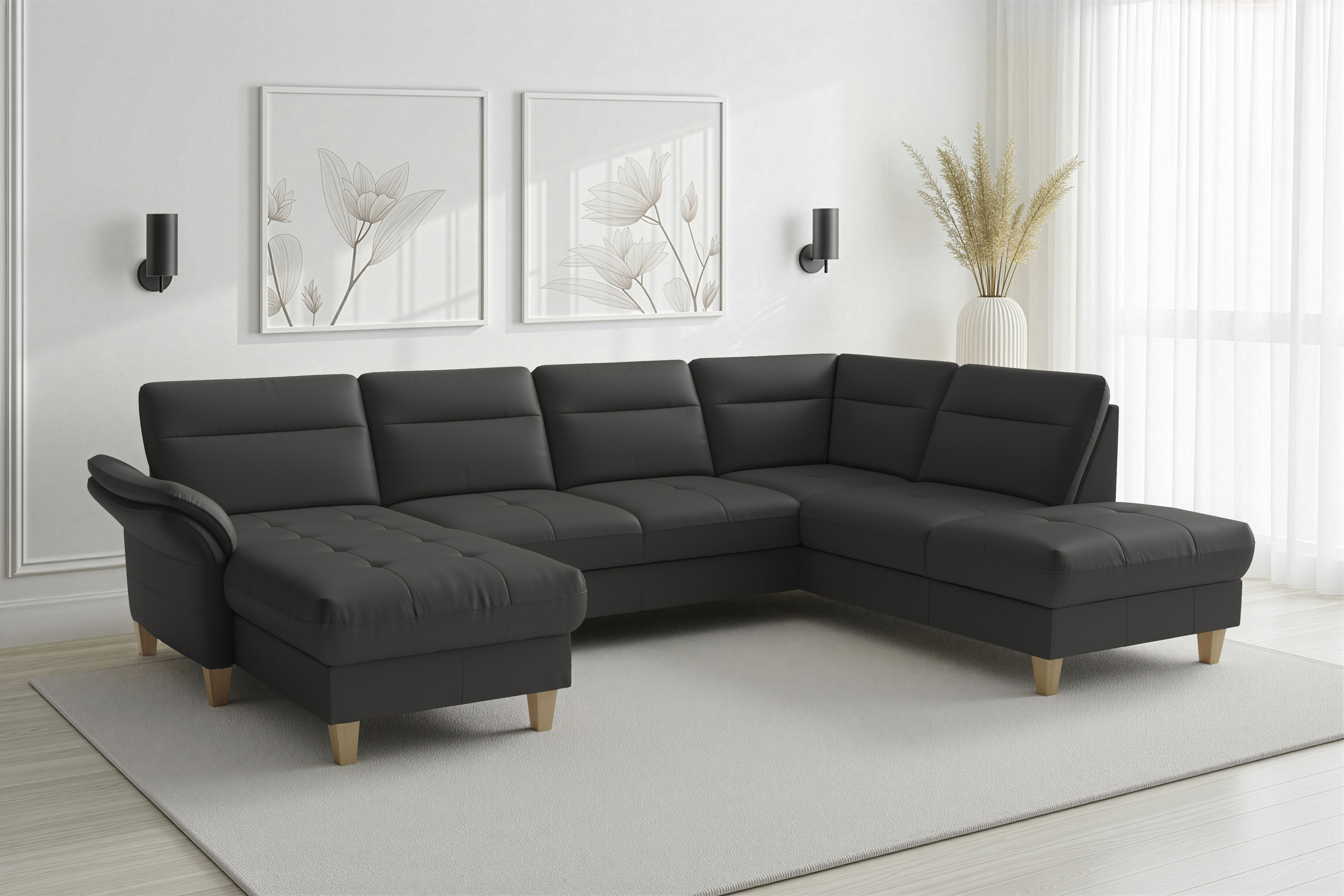 sit&more Wohnlandschaft "Pamela U-Form, B: 292 cm, optional Schlaffunktion & Bettkasten, Leder"
