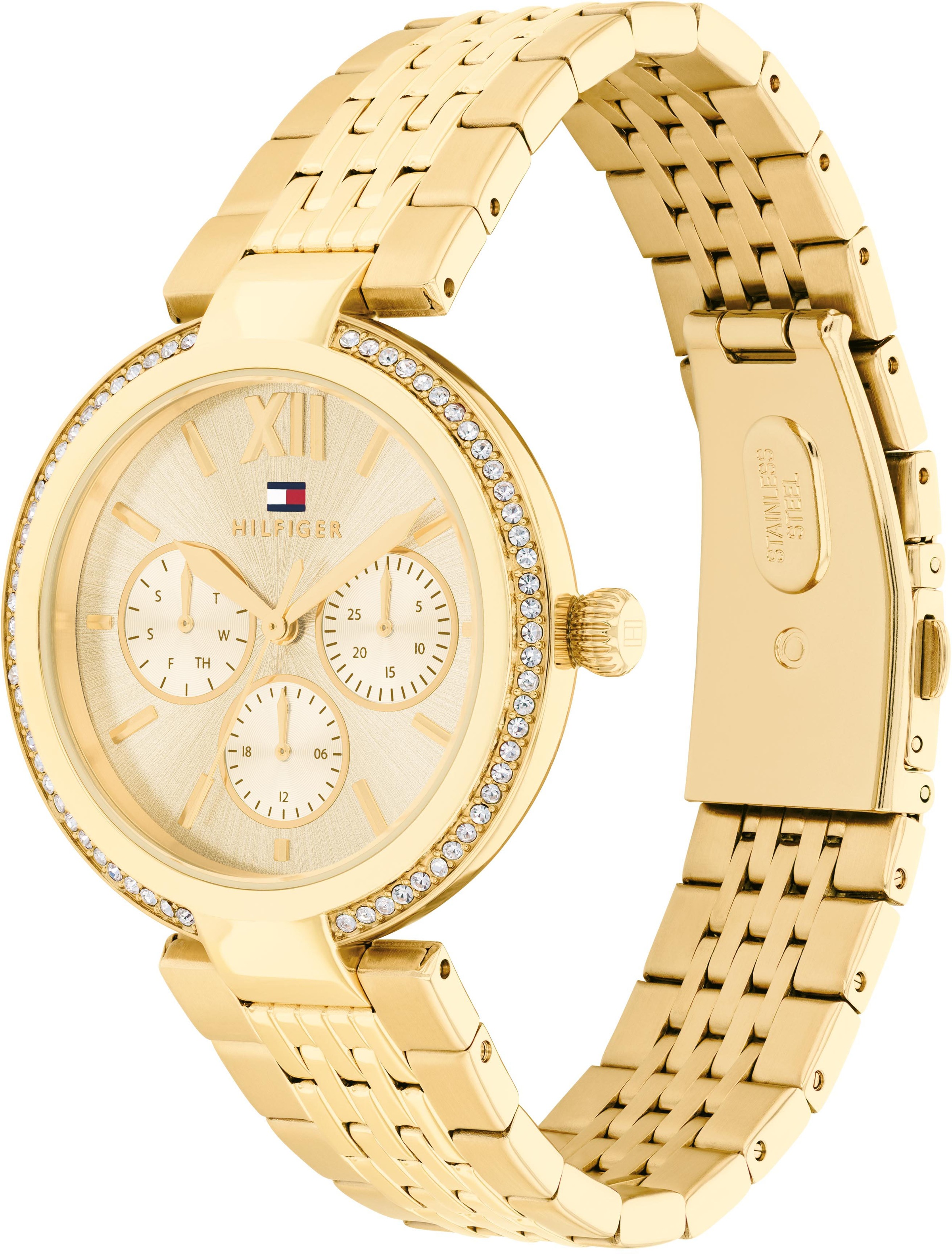 Tommy Hilfiger Multifunktionsuhr »SOPHIA«, Quarzuhr, Armbanduhr, Damenuhr, Datum, Edelstahlarmband
