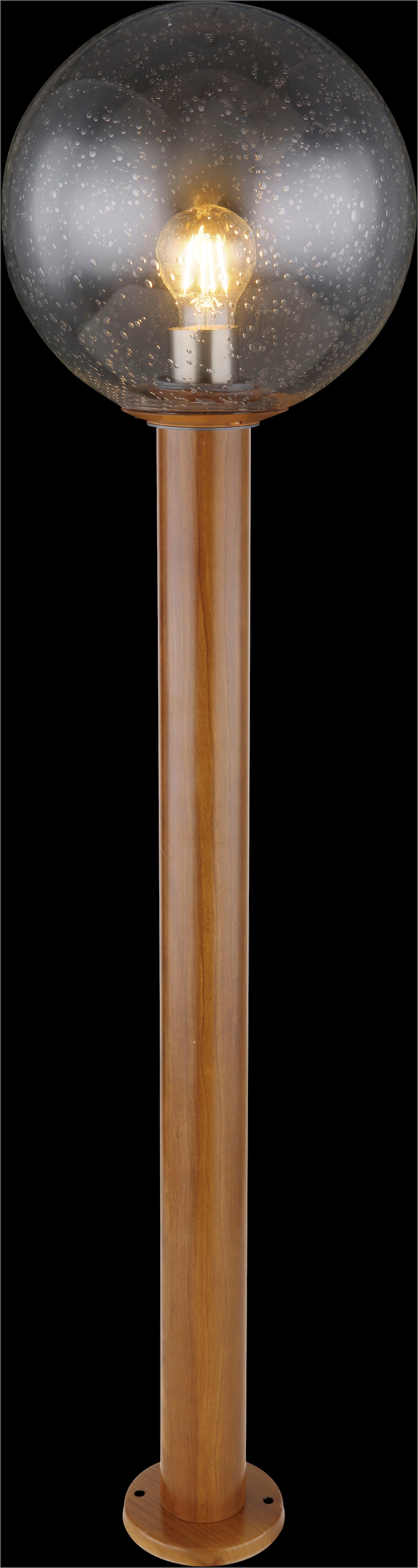 GLOBO LIGHTING Außen-Stehlampe »OSSY« E27 1 Stk. Außenleuchte Holzoptik mit Sensor, IP44, Glas klar