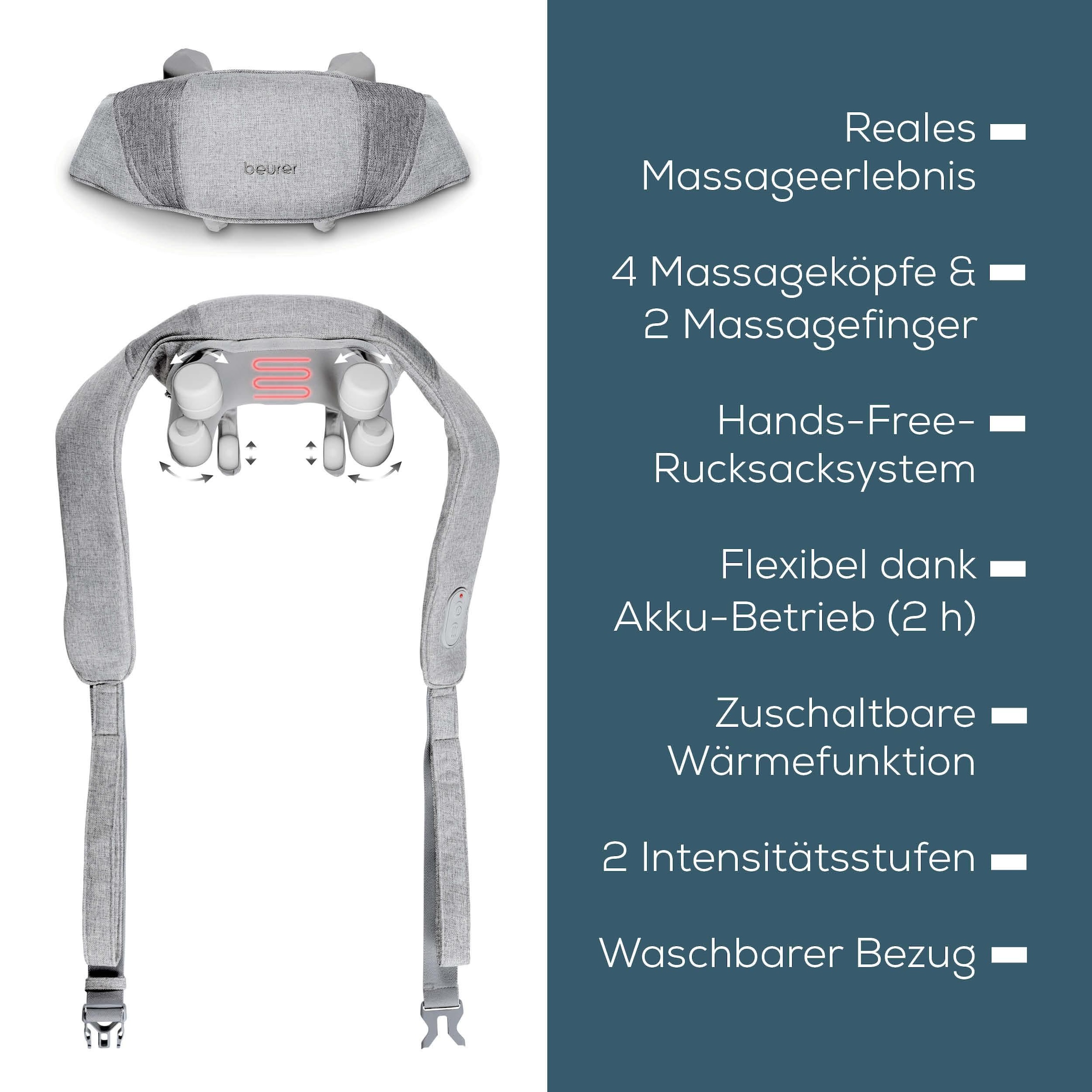 BEURER Nacken-Massagegerät »MG 154 mit Wärmefunktion, für Schultern und Nacken«, der Wellnessmoment im Alltag, kabellose Nutzung