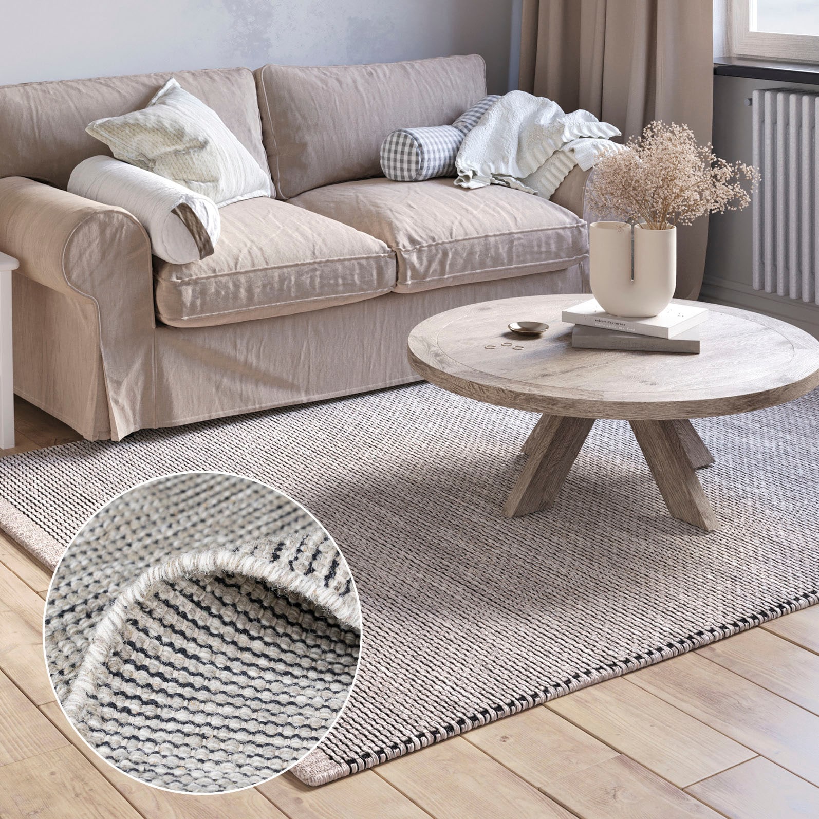 Myflair Möbel & Accessoires Wollteppich "Anisa, Handwebteppich" rechteckig 10 mm Höhe reine Wolle, meliert, Wendeteppich, handgewebt, Wohnzimmer