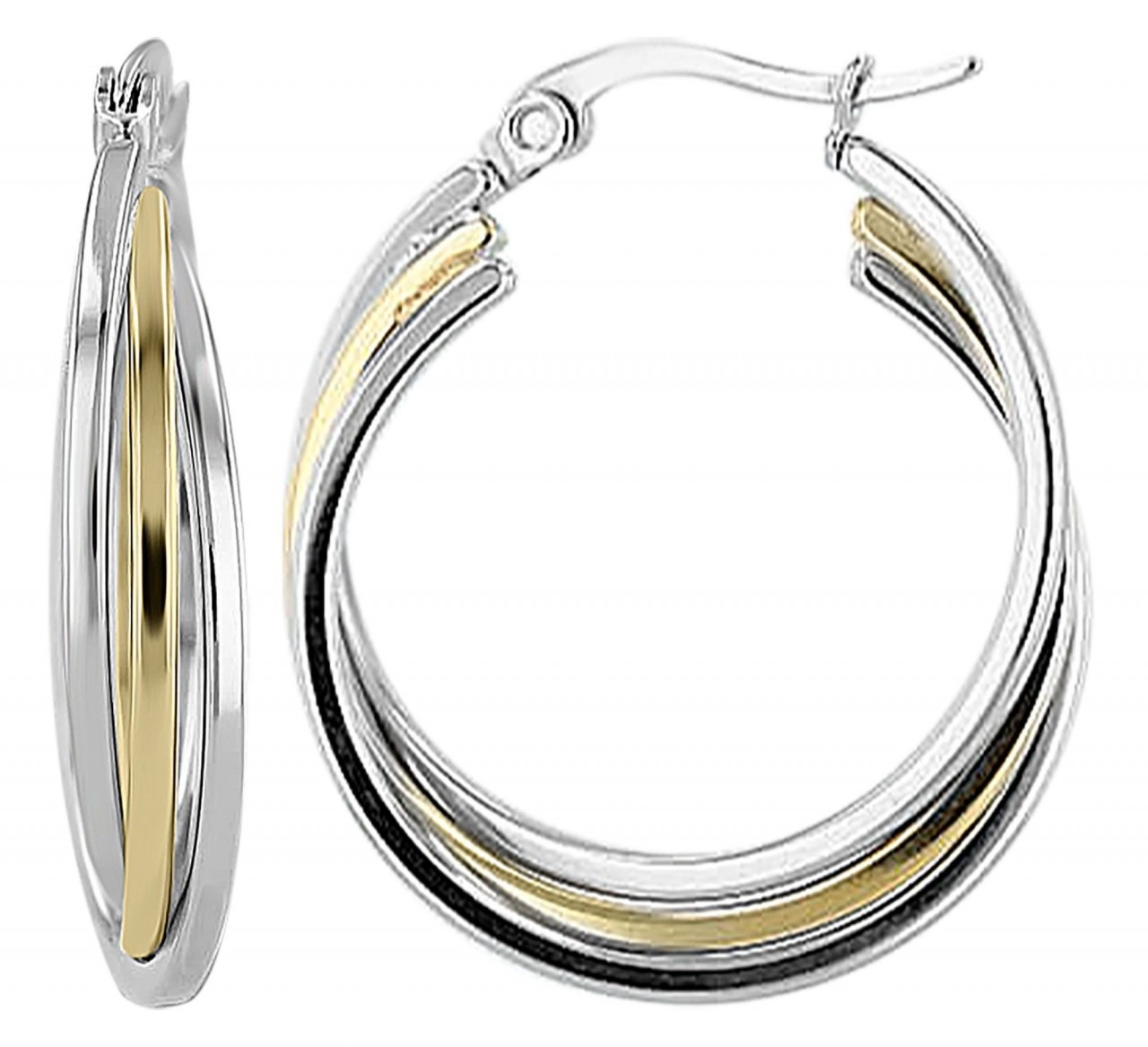 Paar Creolen ADELIA´S "Damen Creolen aus poliertem Edelstahl Ø 25 mm", silber, Ohrringe, Damen, Damen, Edelstahl
