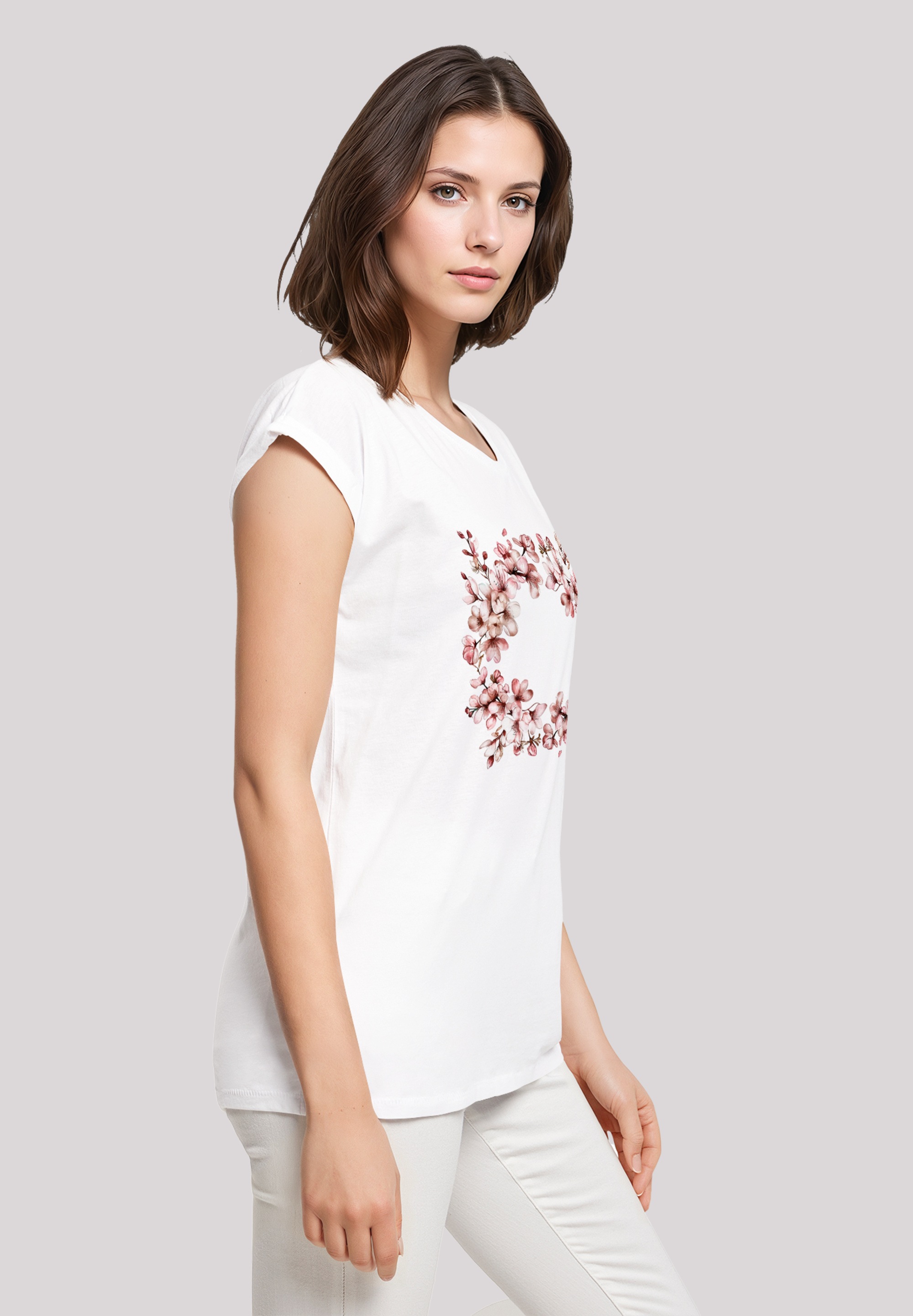F4NT4STIC T-Shirt »Rosa Frühlings Blumenkranz Dekor«, Premium Qualität