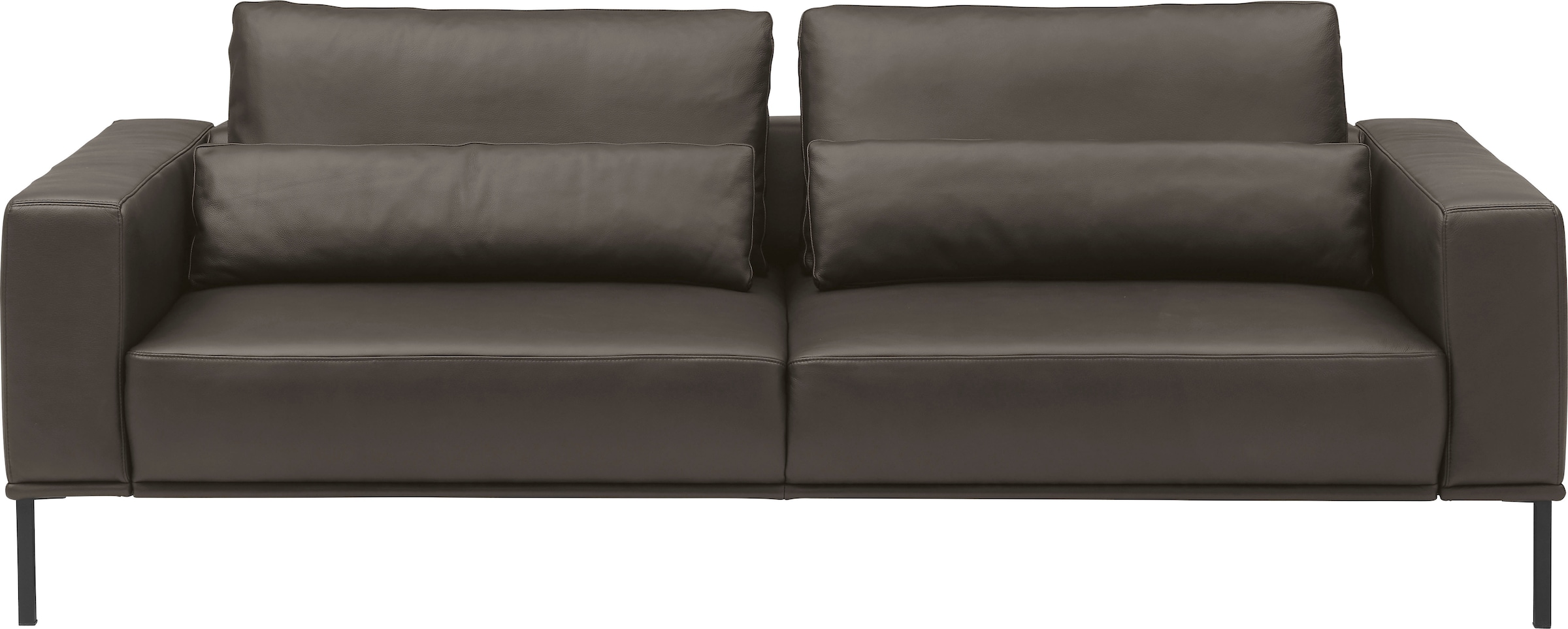 Musterring 3-Sitzer "JustBPM100, 222 cm breit, aus hochwertigem Leder" wahlweise mit Nierenkissen und mot. Sitzauszug, Metallfuß in schwarz