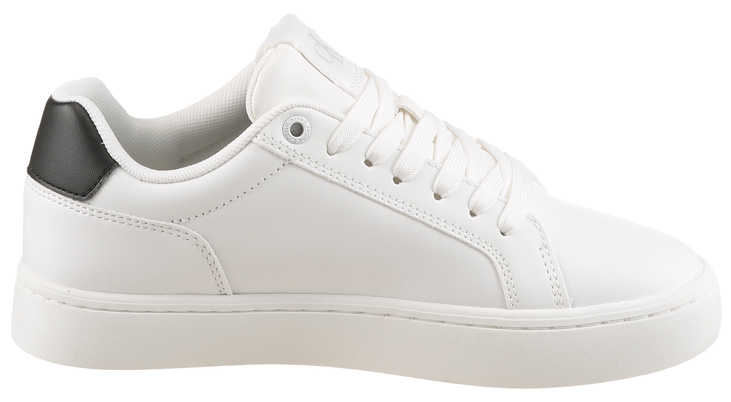 Calvin Klein Jeans Plateausneaker »CLASSIC CUPSOLE MONO LTH WN«, Schnürschuh, Halbschuh, Freizeitschuh mit seitlichem Logo